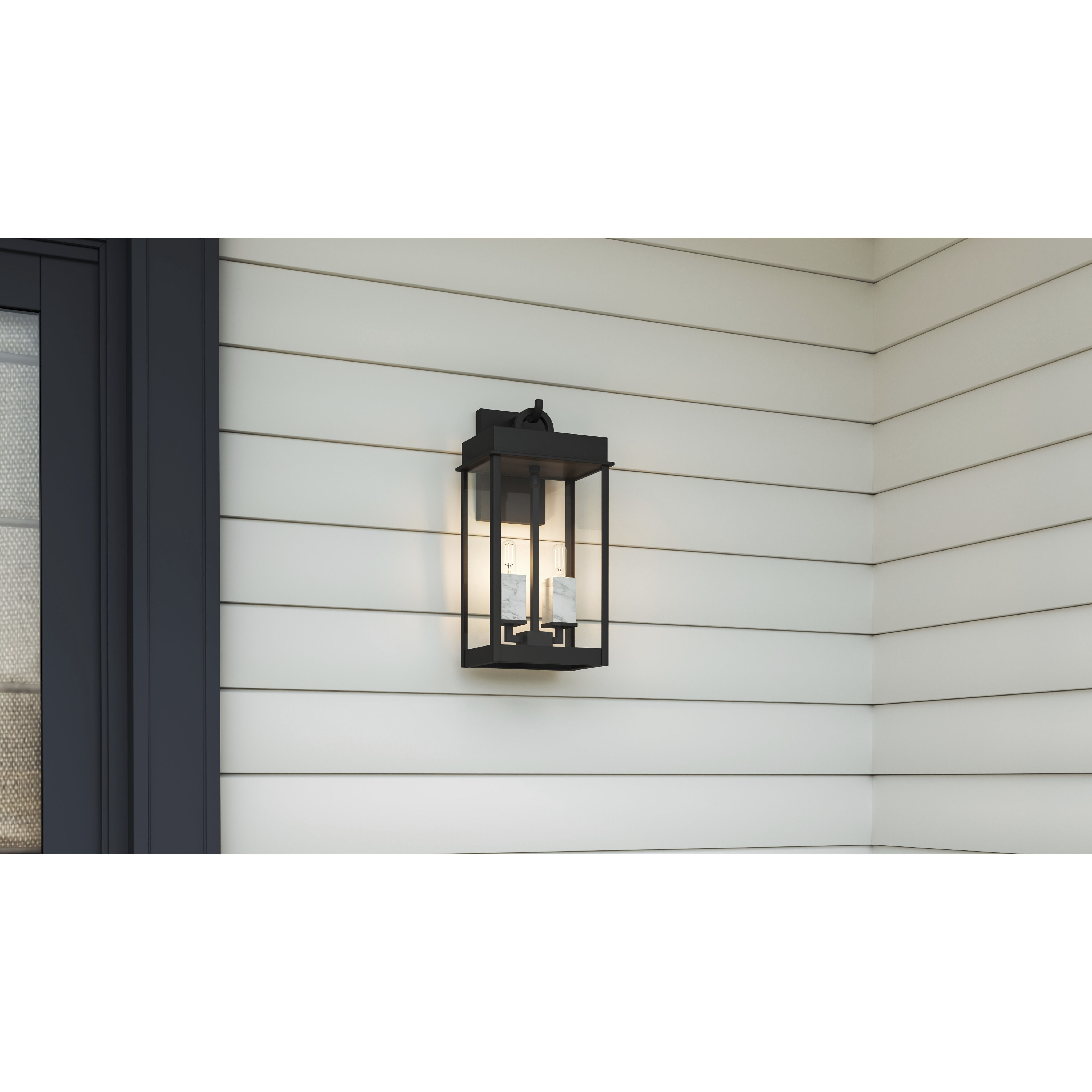 Carmen 2 Light 16.25 inch Matte Black Outdoor Wall Lantern, Medium