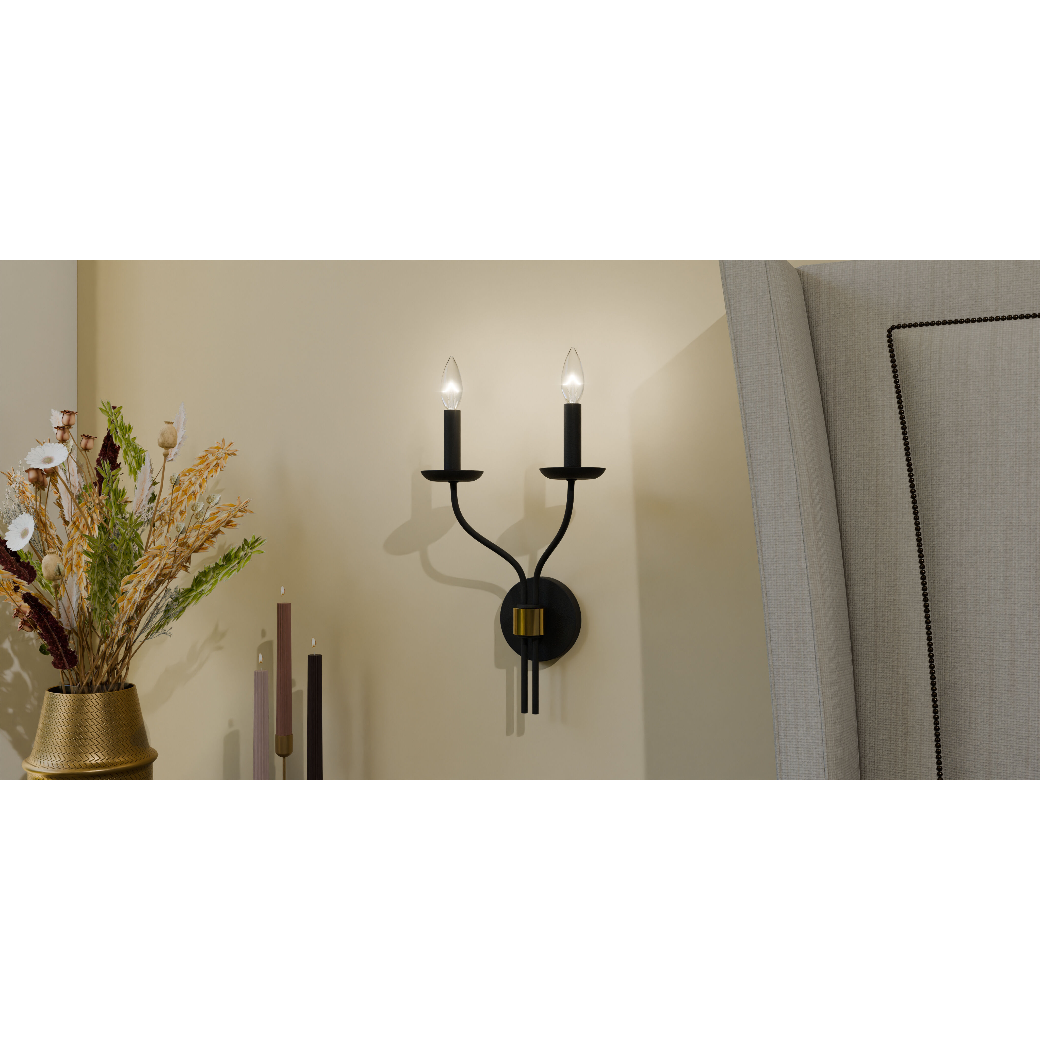 Margaret 2 Light 11 inch Matte Black Wall Sconce Wall Light, Small