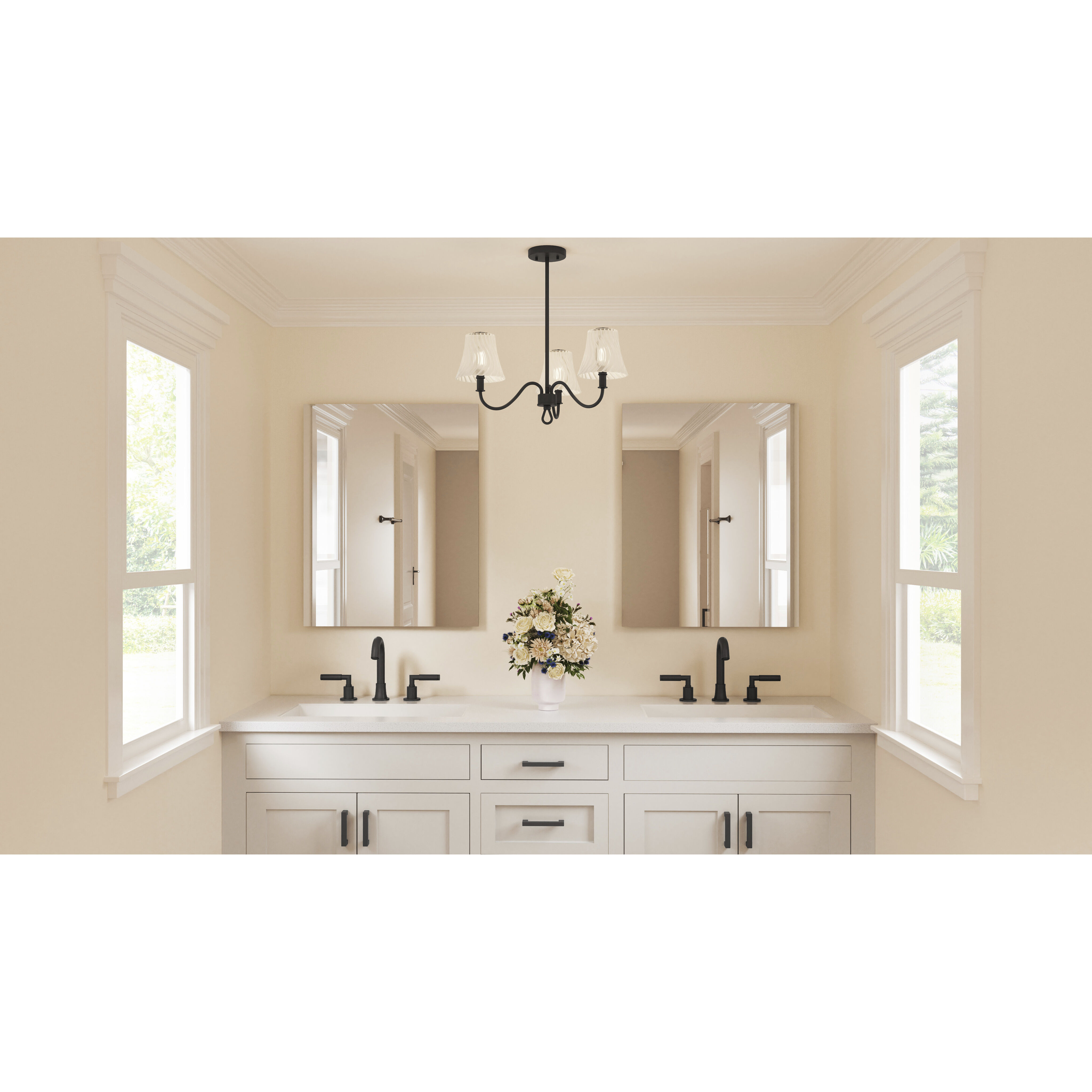 McKinney 3 Light 21.75 inch Matte Black Chandelier Ceiling Light