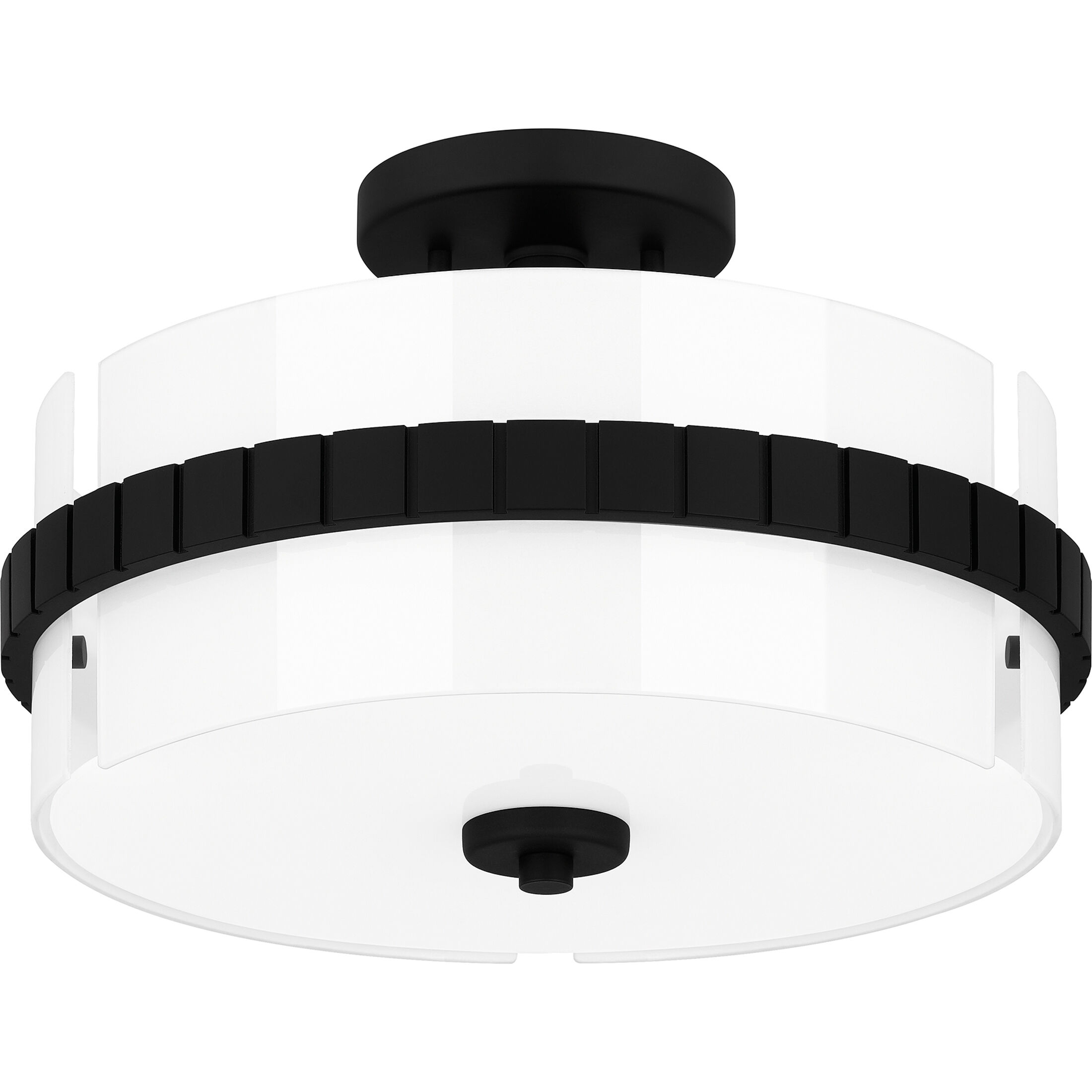Baud 2 Light 14 inch Matte Black Semi-Flush Mount Ceiling Light