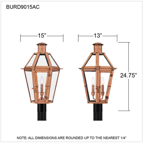 Burdett 3 Light 25 inch Aged Copper Outdoor Post Lantern