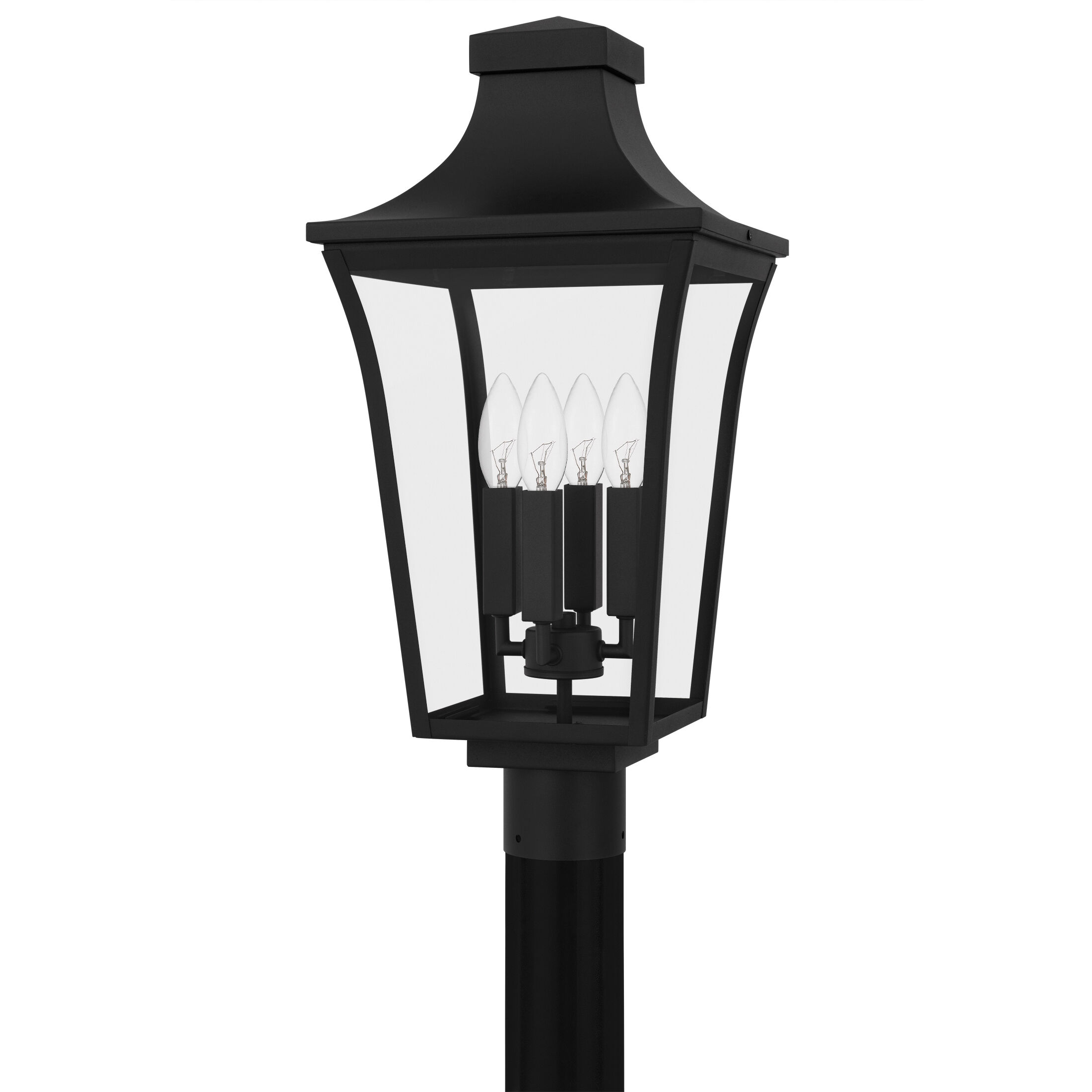 Quentin 4 Light 21.5 inch Earth Black Outdoor Post Lantern, Large
