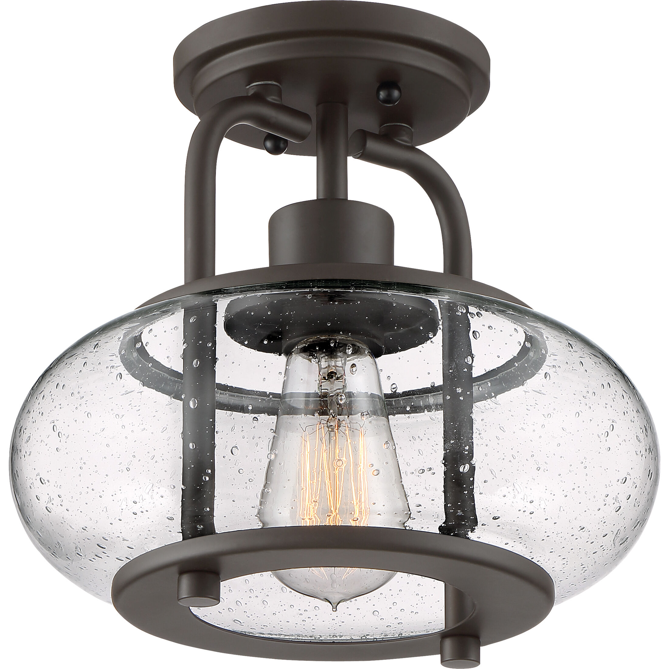 Trilogy 1 Light 10 inch Old Bronze Semi-Flush Mount Ceiling Light