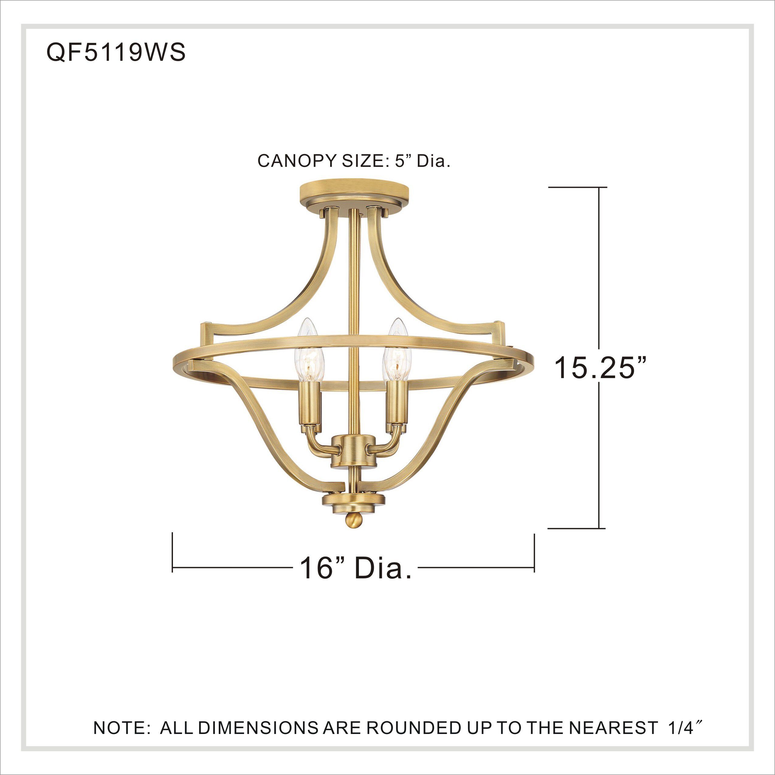 Harvel 4 Light 16 inch Weathered Brass Semi-Flush Mount Ceiling Light