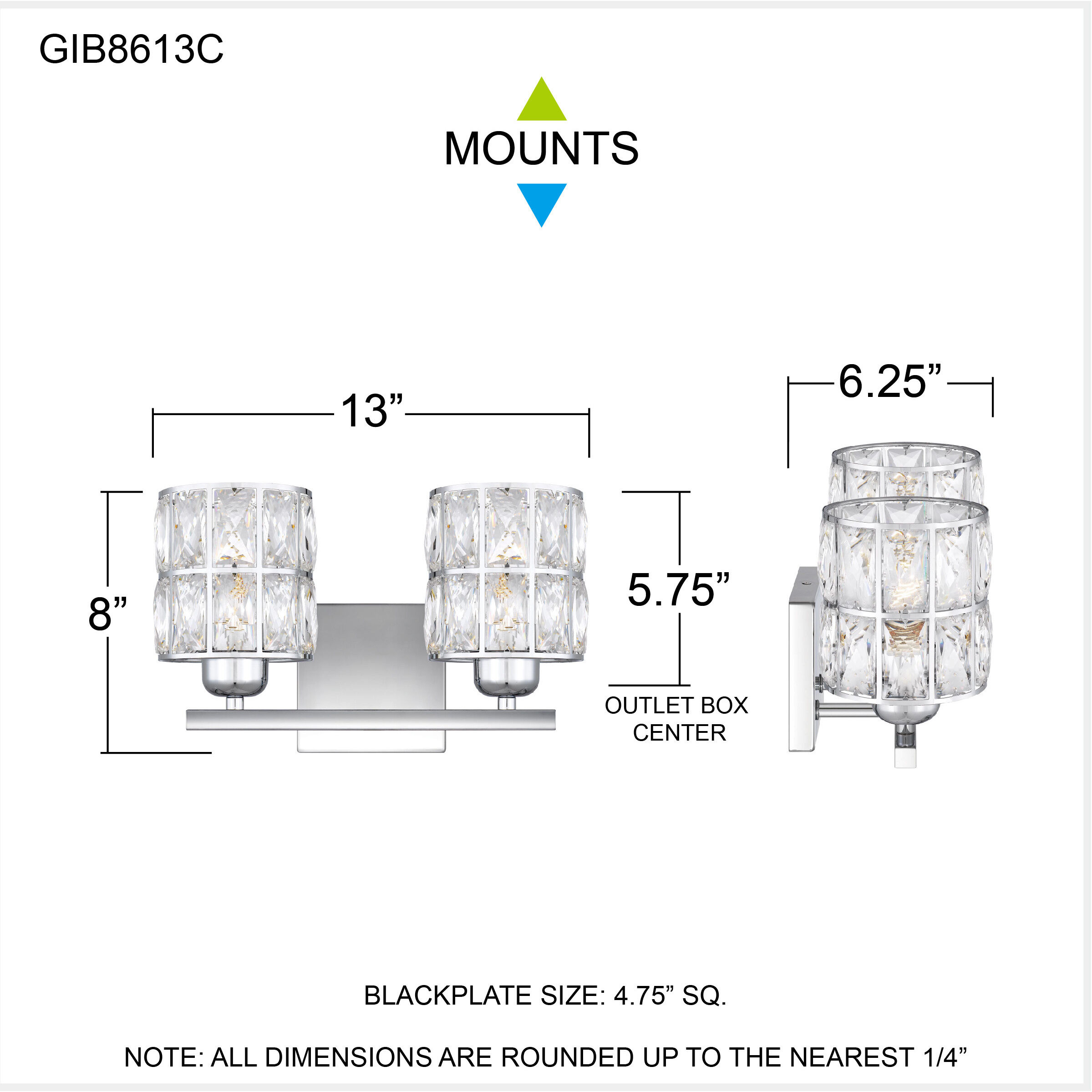Gibson 2 Light 13 inch Polished Chrome Bath Light Wall Light