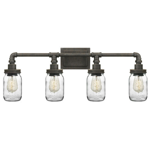 Squire 4 Light 31 inch Rustic Black Bath Light Wall Light