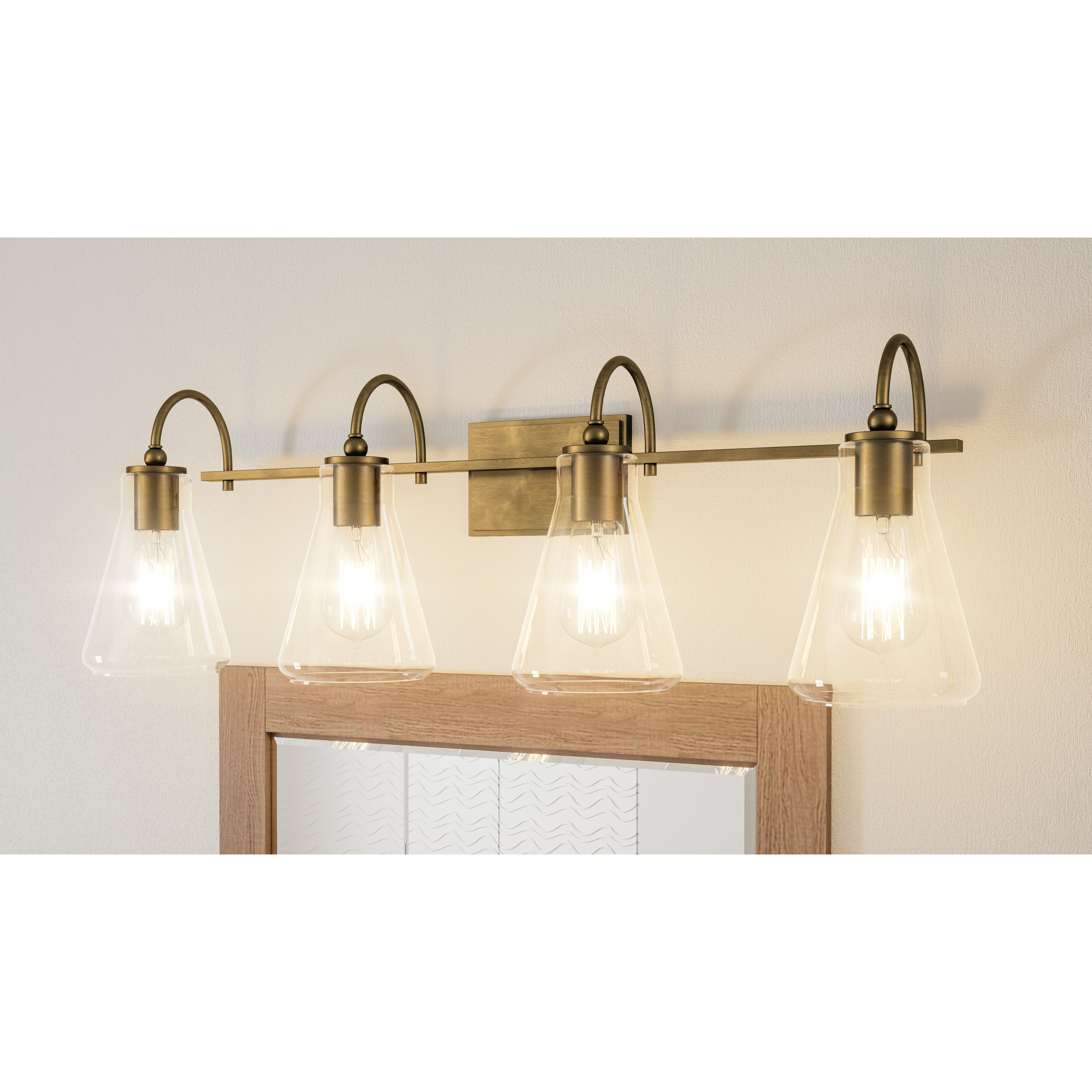 Boyton 4 Light 33 inch Weathered Brass Bath Light Wall Light