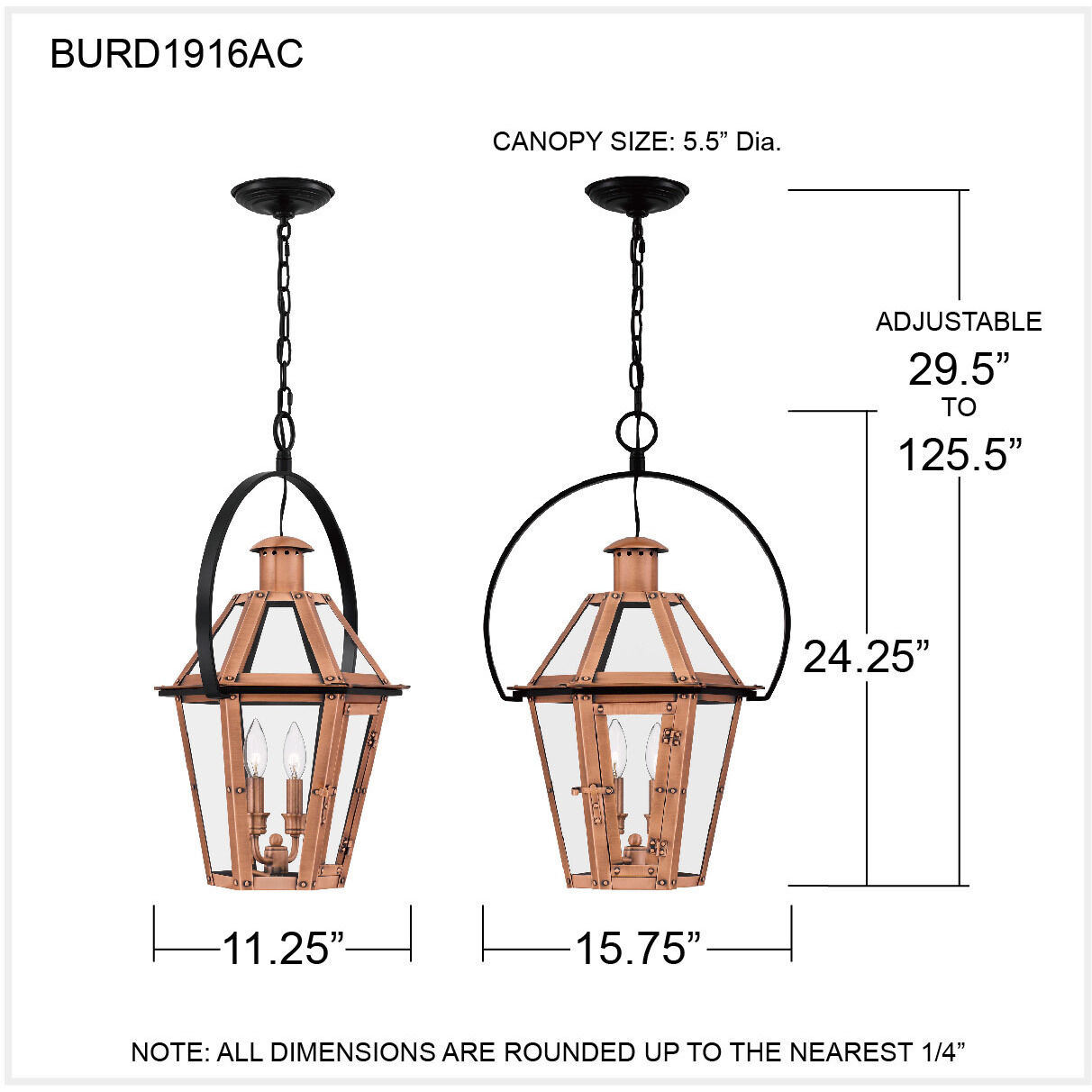 Burdett 2 Light 16 inch Aged Copper Pendant Ceiling Light