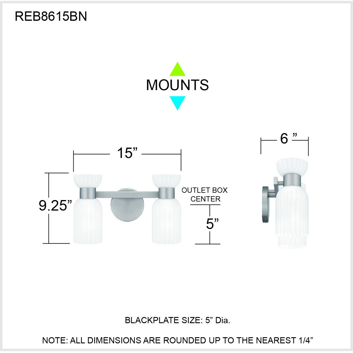 Rembrandt 2 Light 15 inch Brushed Nickel Bath Light Wall Light