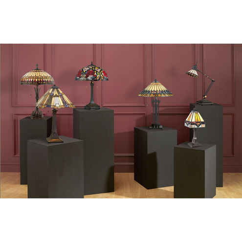 Tiffany 23 inch 60 watt Vintage Bronze Table Lamp Portable Light, Naturals