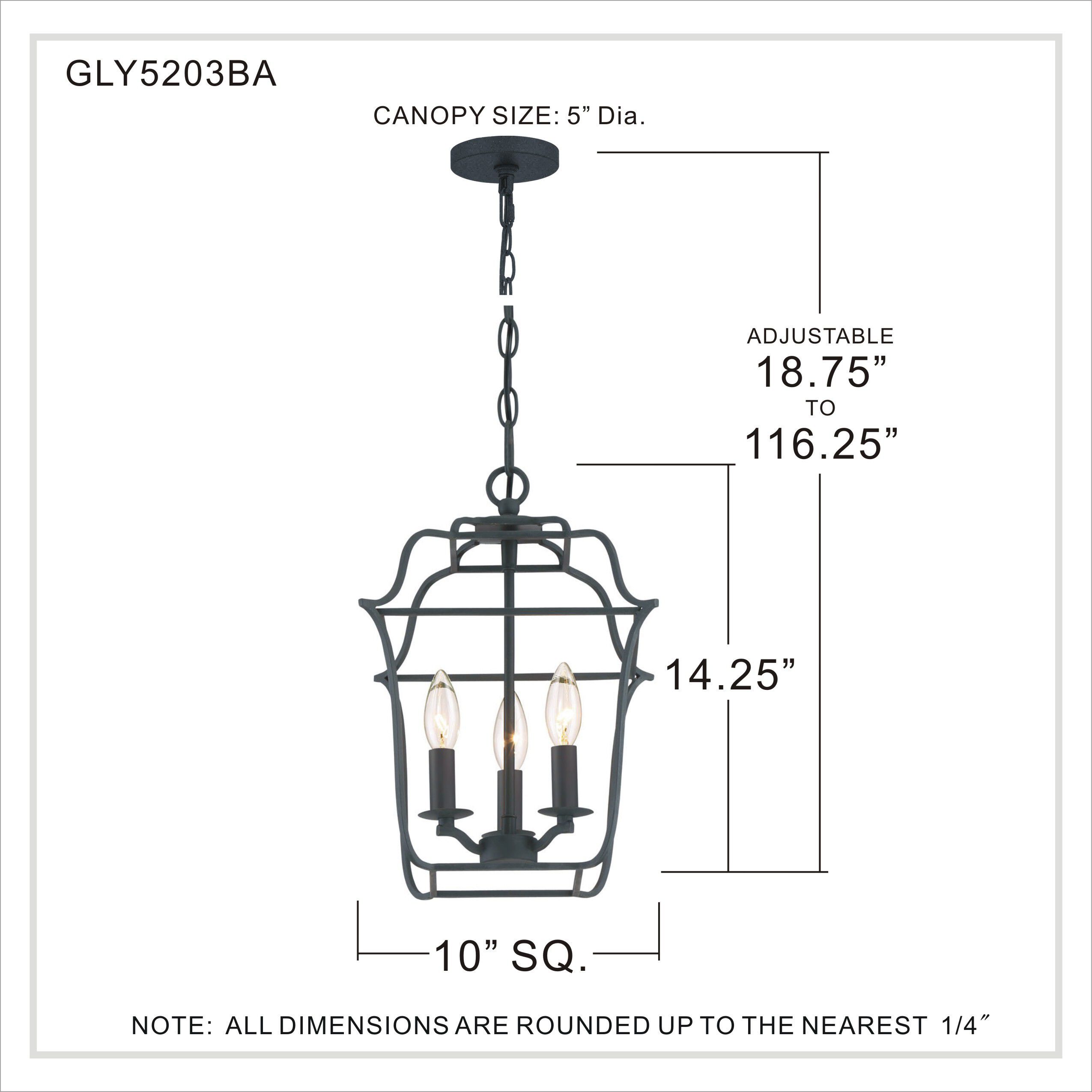 Gallery 3 Light 10 inch Royal Ebony Foyer Pendant Ceiling Light