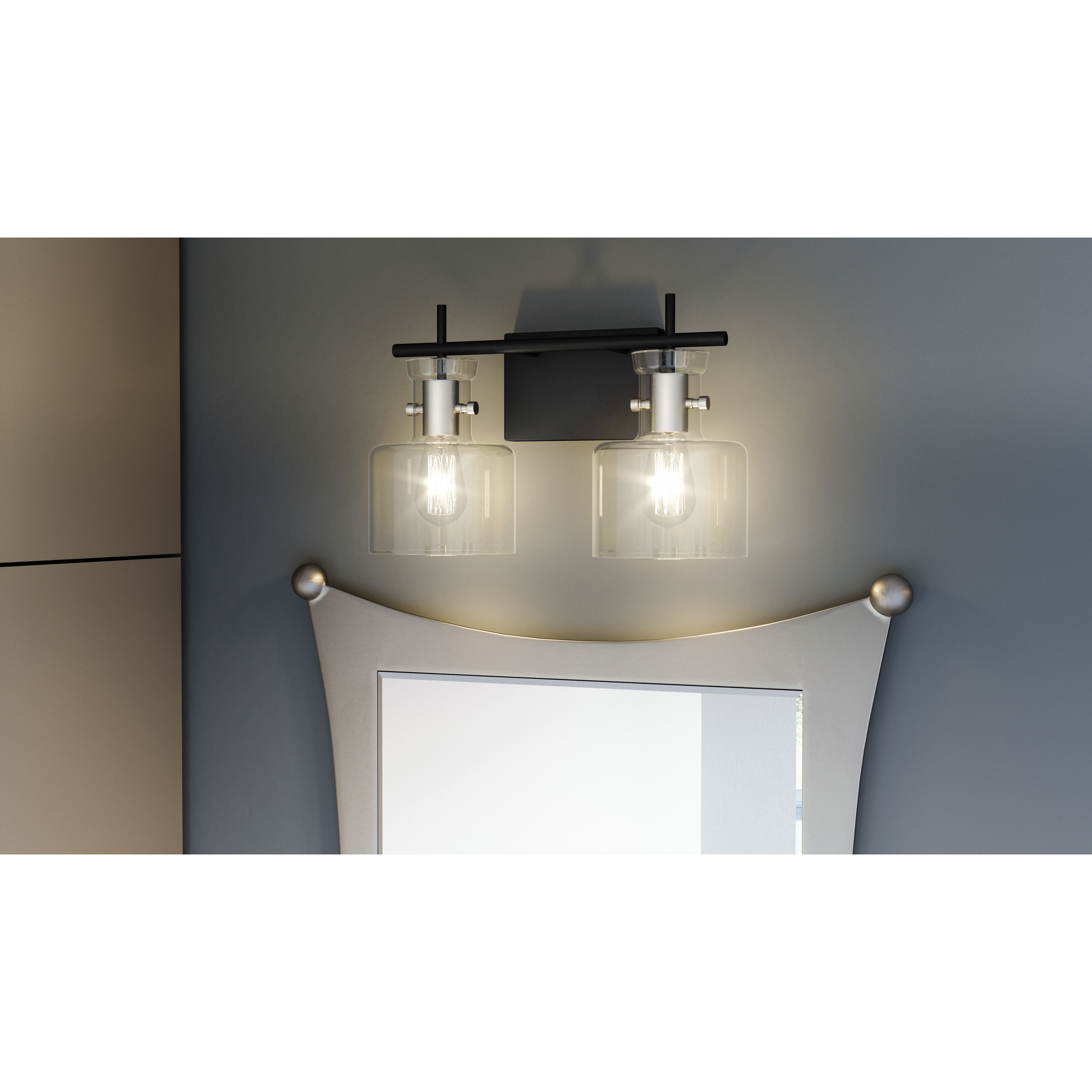 Pensbury 2 Light 16 inch Matte Black Bath Light Wall Light