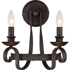 Quoizel Noble 2 Light 12 inch Rustic Black Wall Sconce Wall Light  NBE8702RK - Open Box