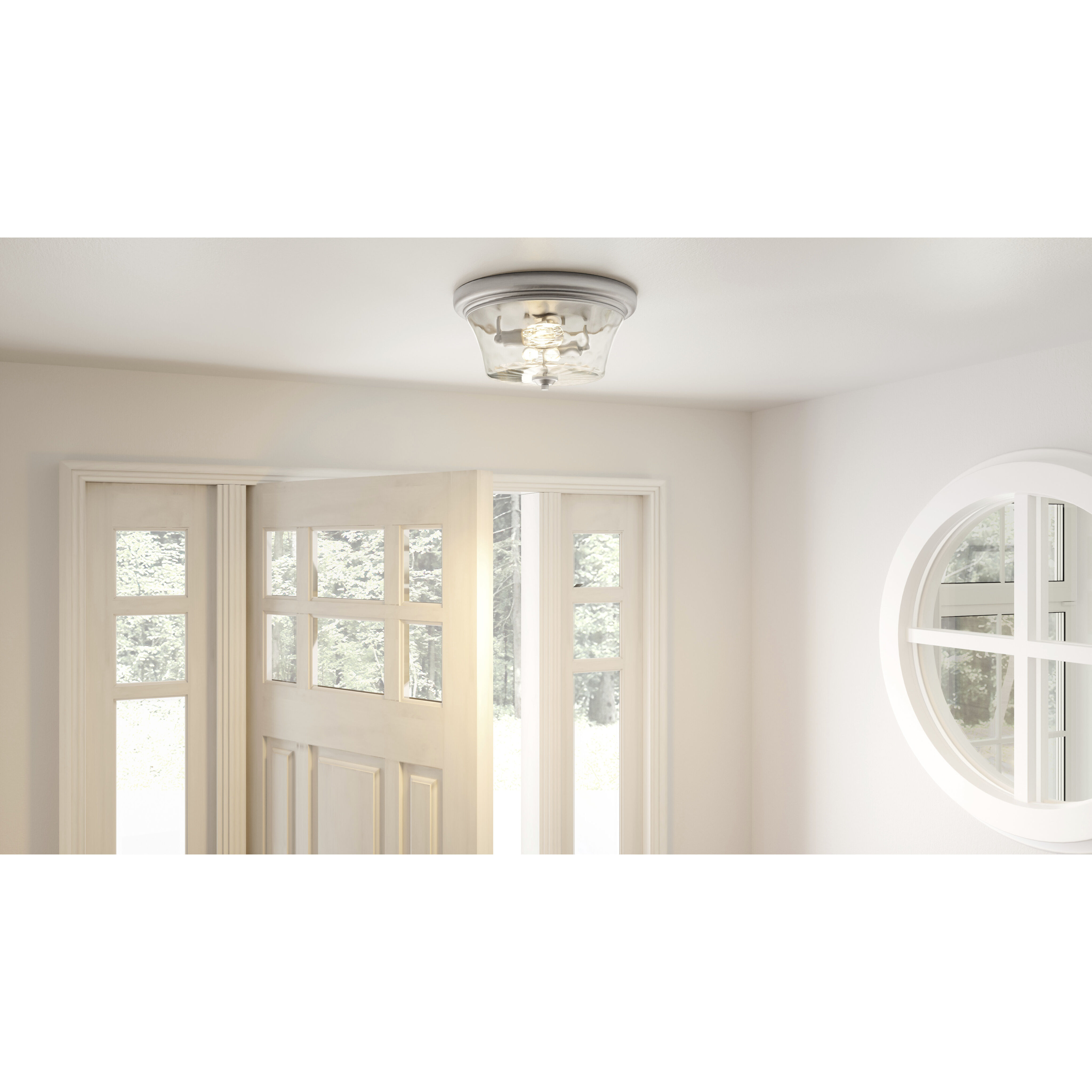 Acacia 2 Light 14 inch Brushed Nickel Flush Mount Ceiling Light