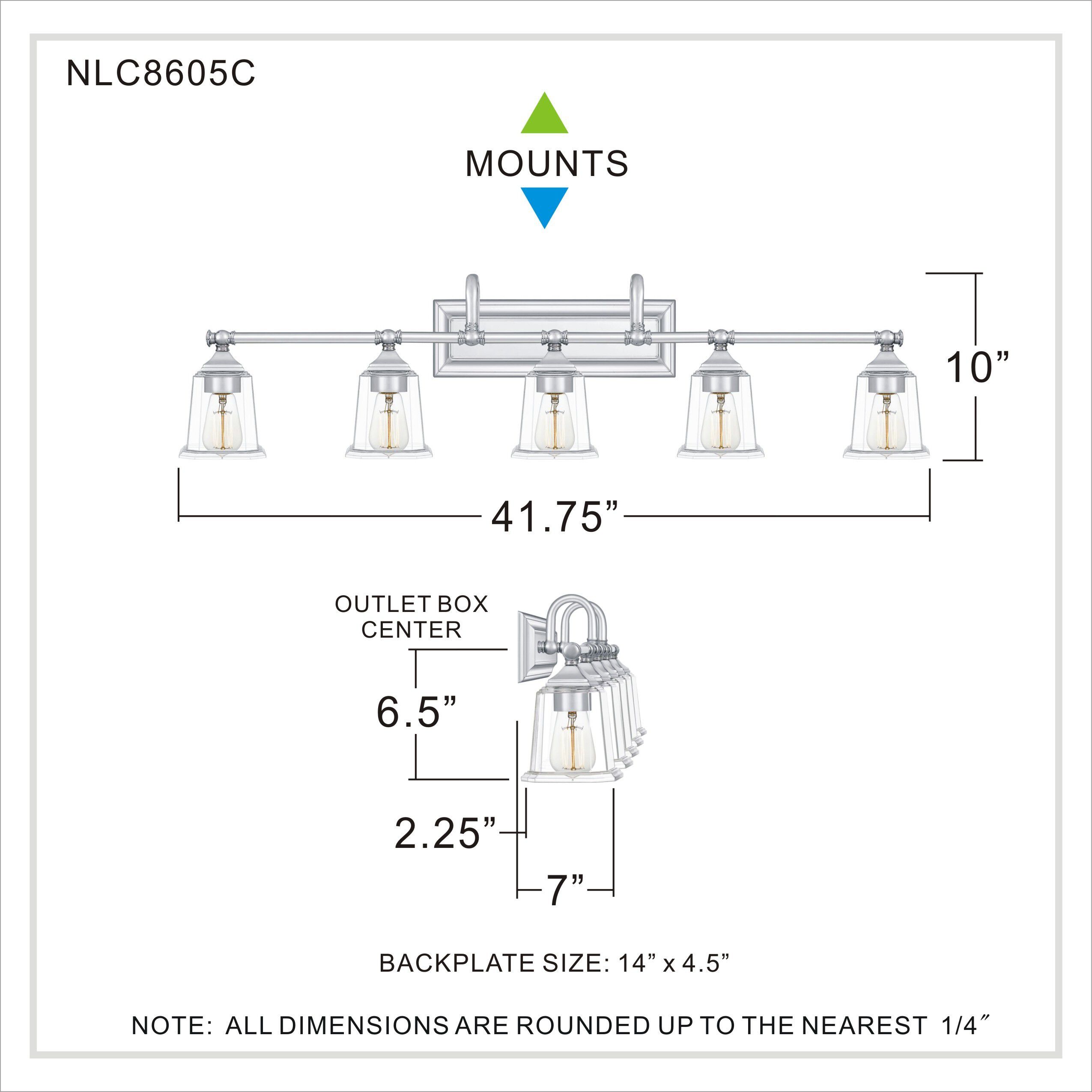 Nicholas 5 Light 42 inch Polished Chrome Bath Light Wall Light