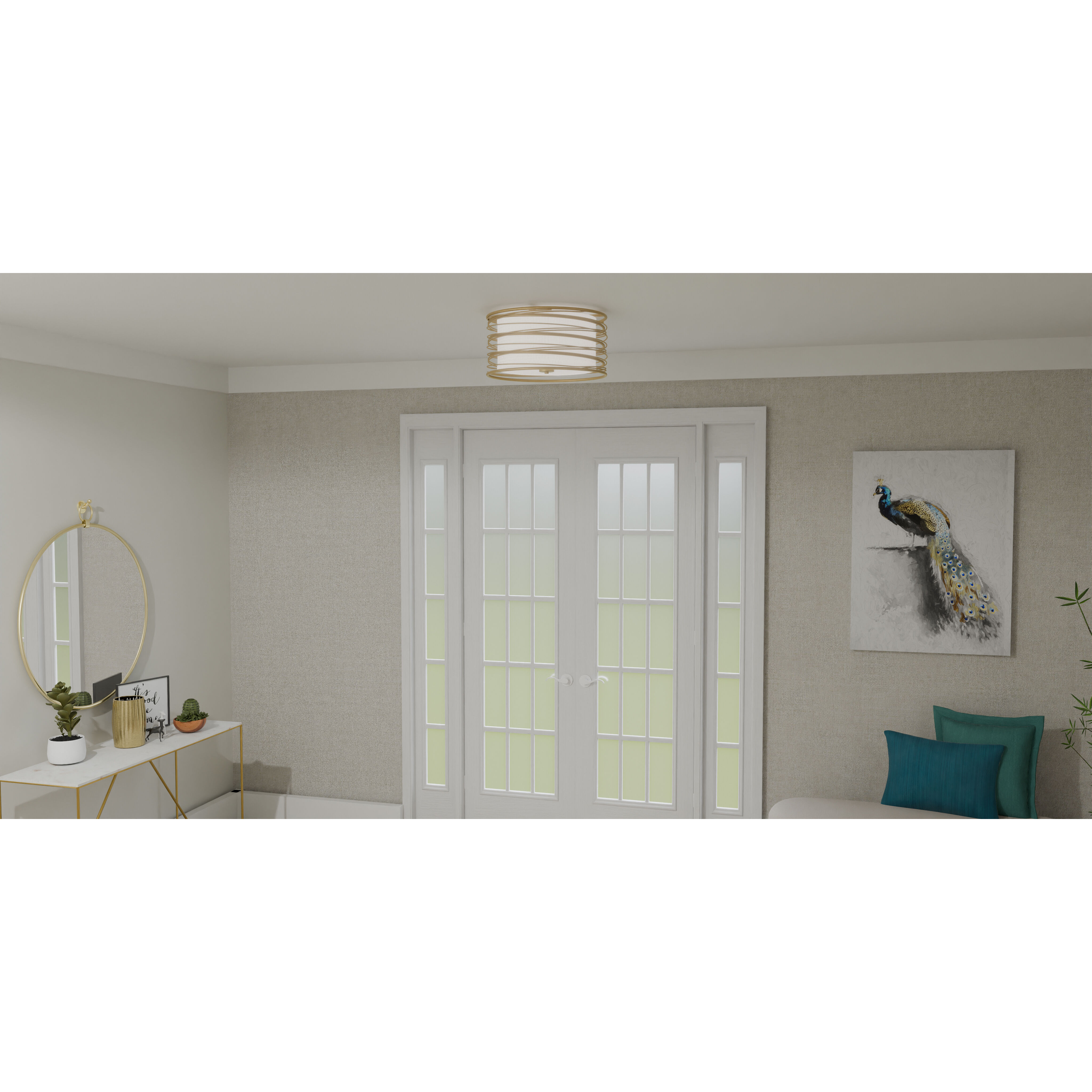 Spiral 3 Light 20 inch Light Gold Semi-Flush Mount Ceiling Light, Large