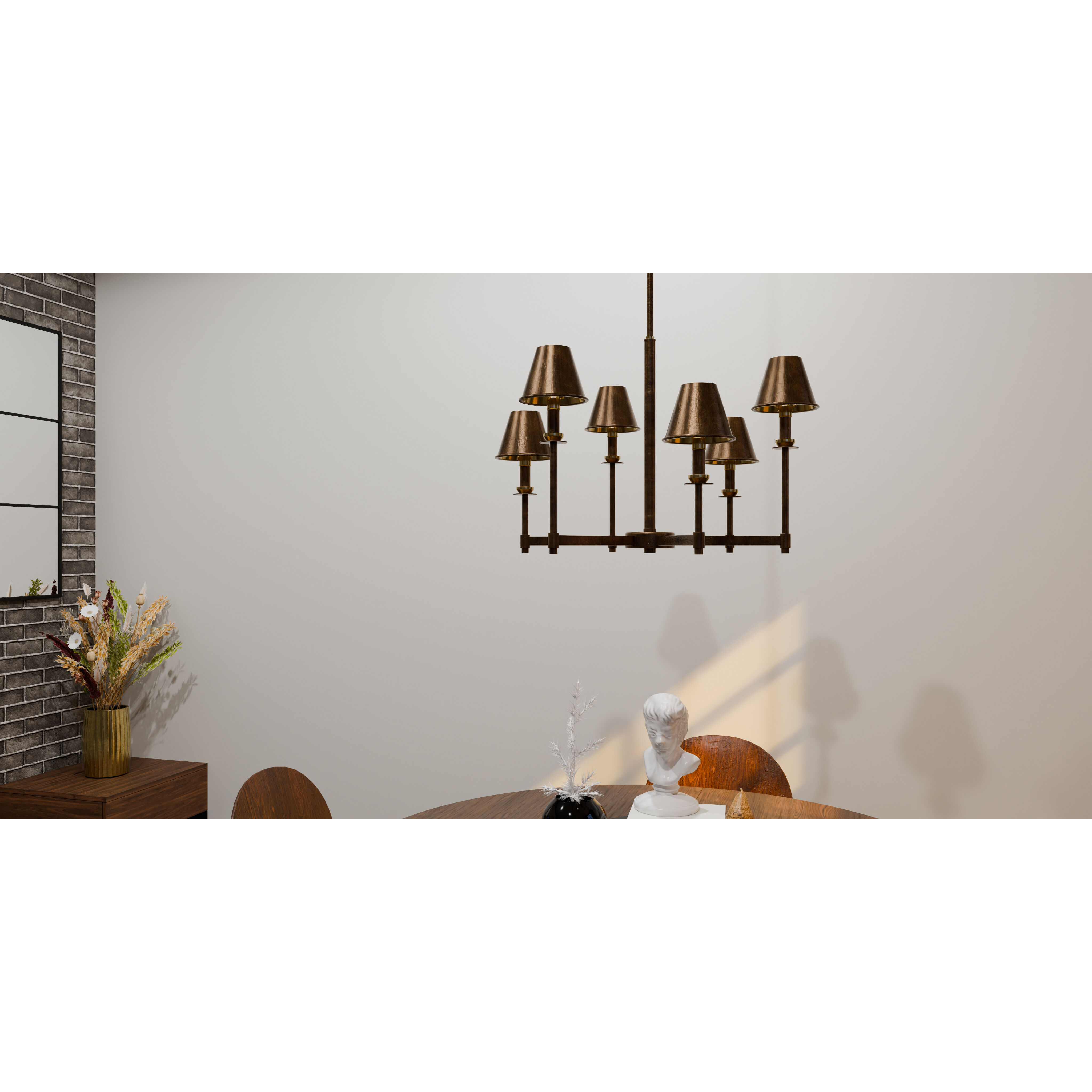 Cross 6 Light 26 inch Statuary Bronze Chandelier Ceiling Light