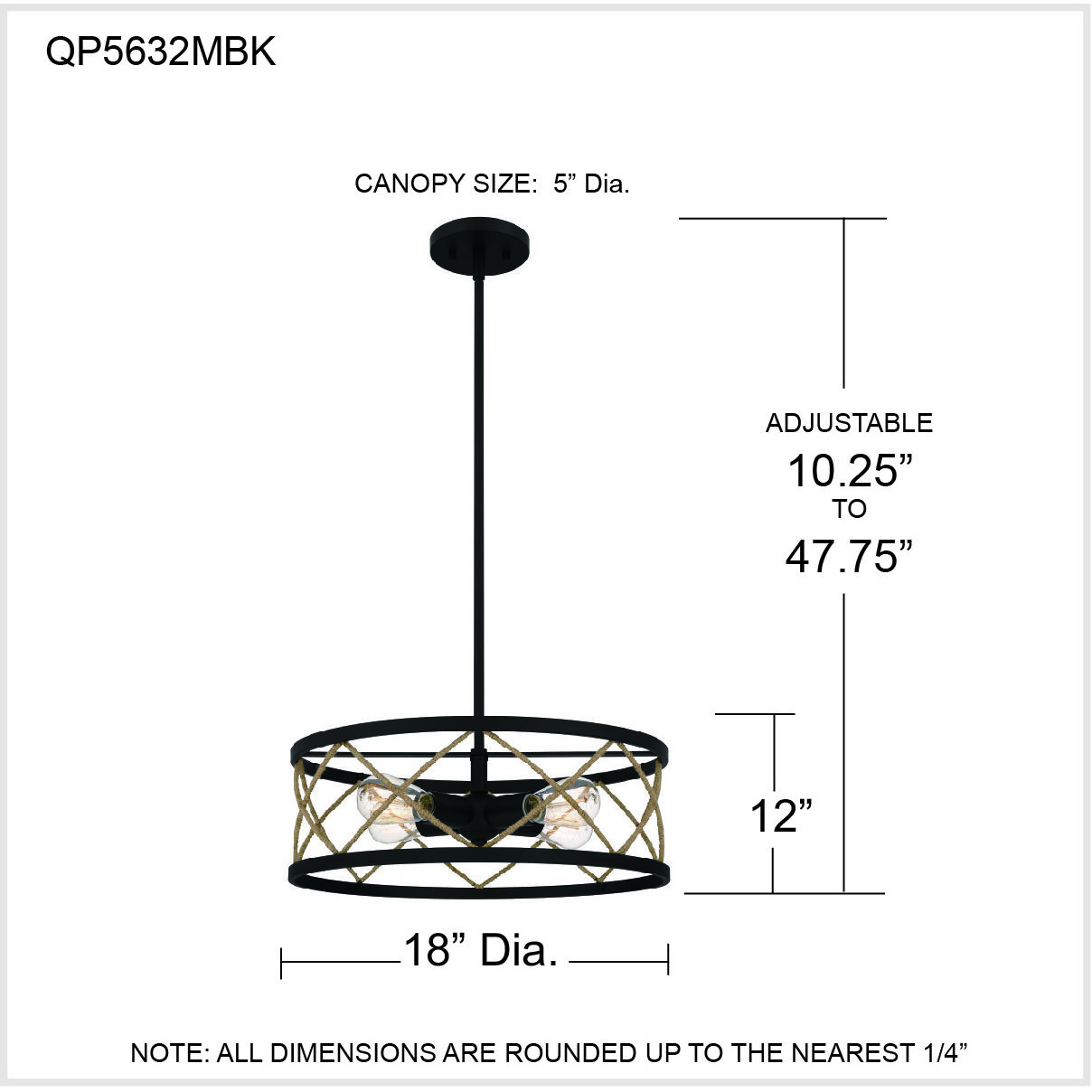 Cedar Park 4 Light 18 inch Matte Black Pendant Ceiling Light