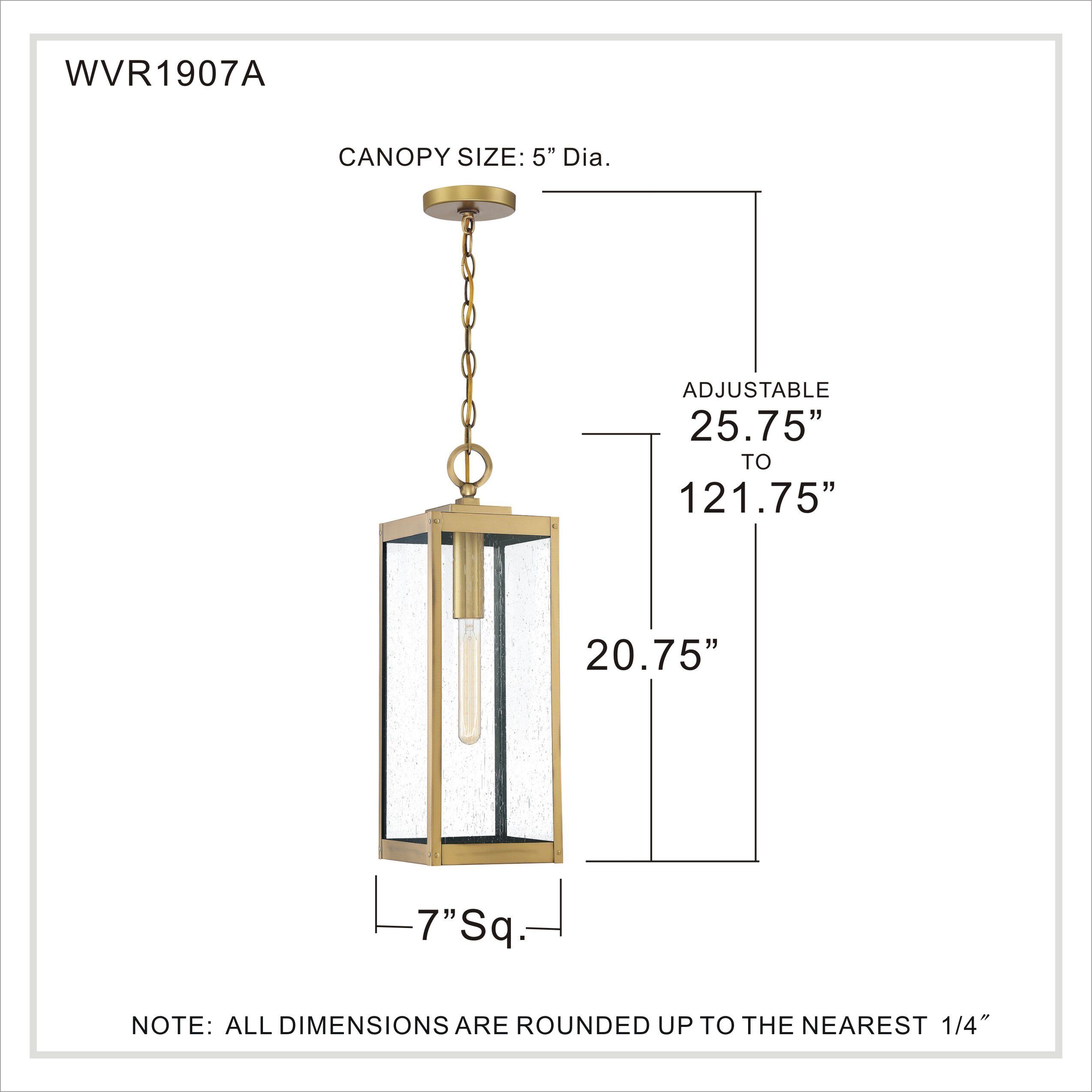 Westover 1 Light 7 inch Antique Brass Outdoor Hanging Lantern