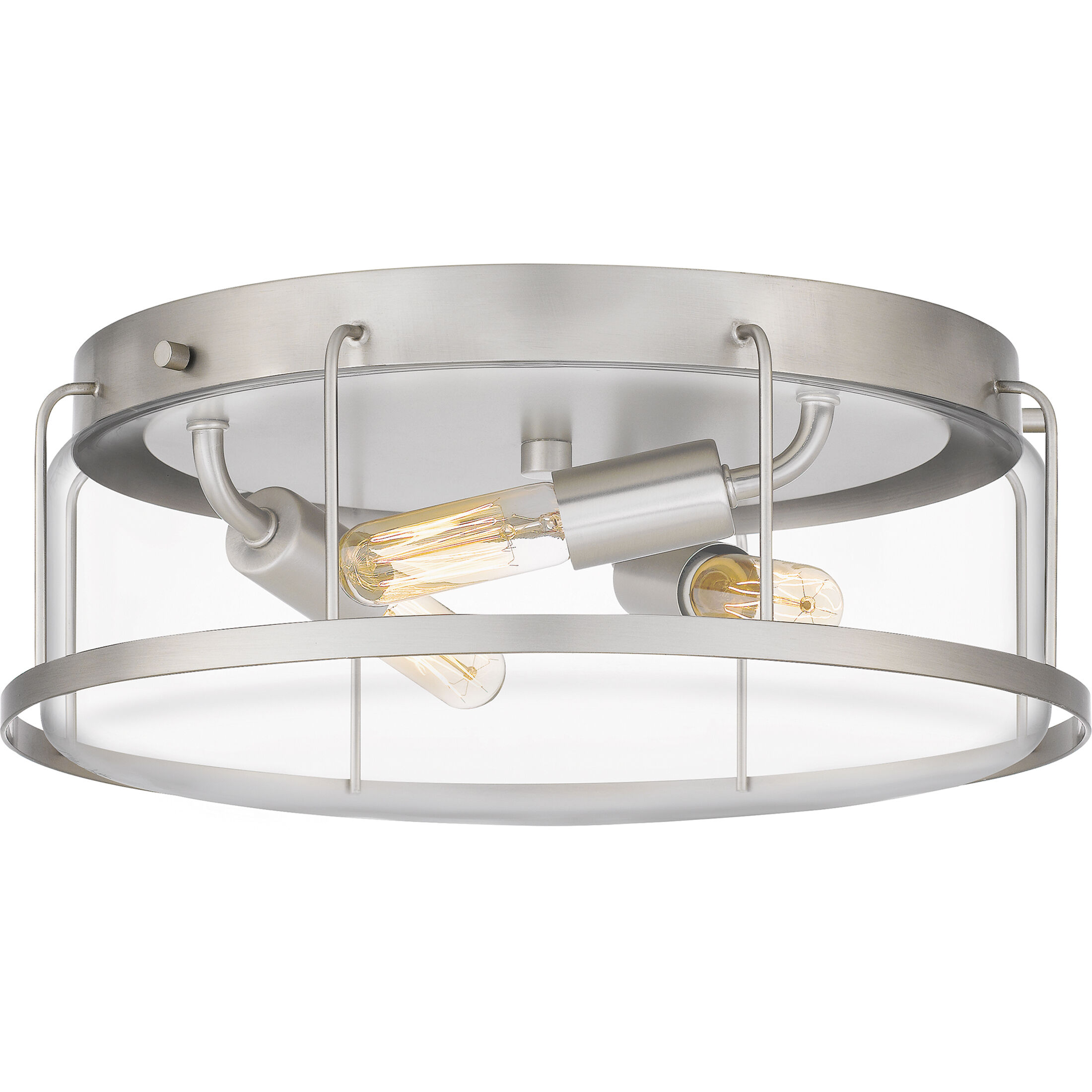 Ludlow 3 Light 13.25 inch Brushed Nickel Flush Mount Ceiling Light