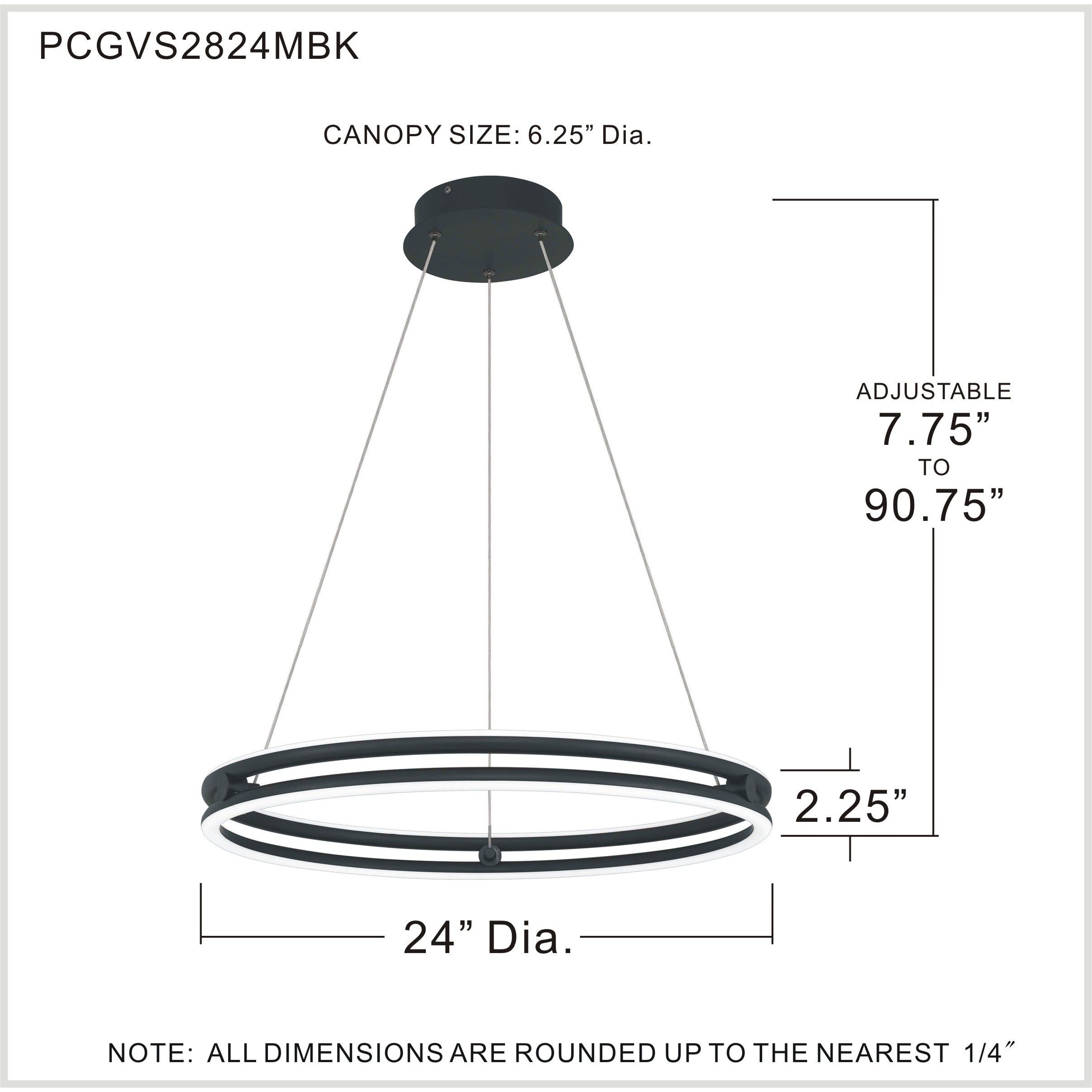 Graves LED 24 inch Matte Black Pendant Ceiling Light
