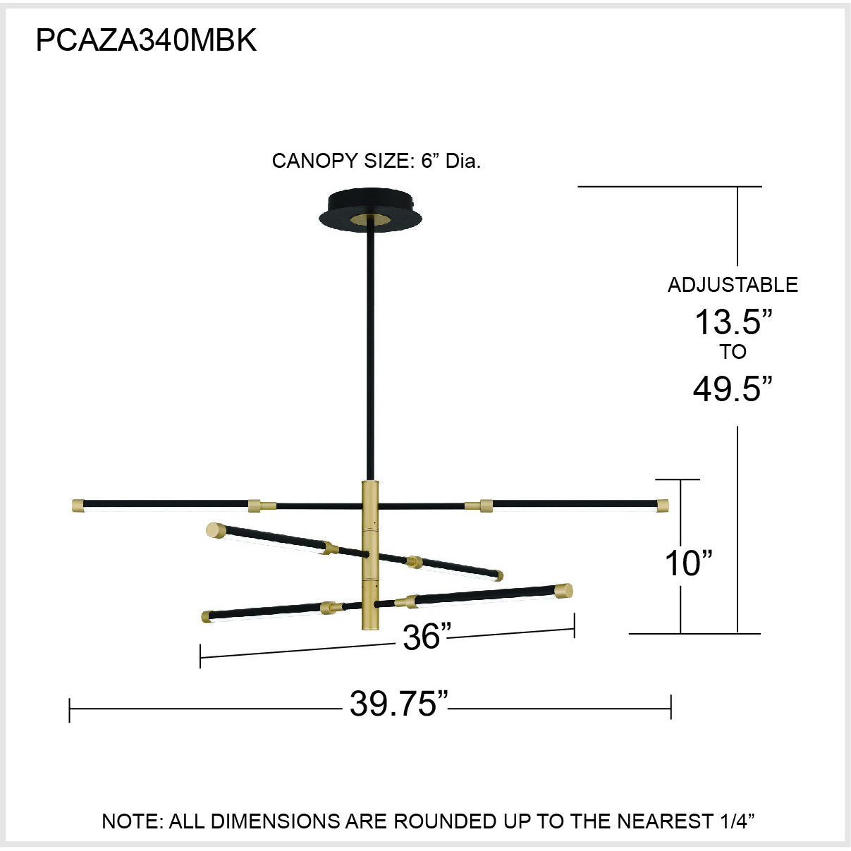 Azalea LED 40 inch Matte Black Island Light Ceiling Light