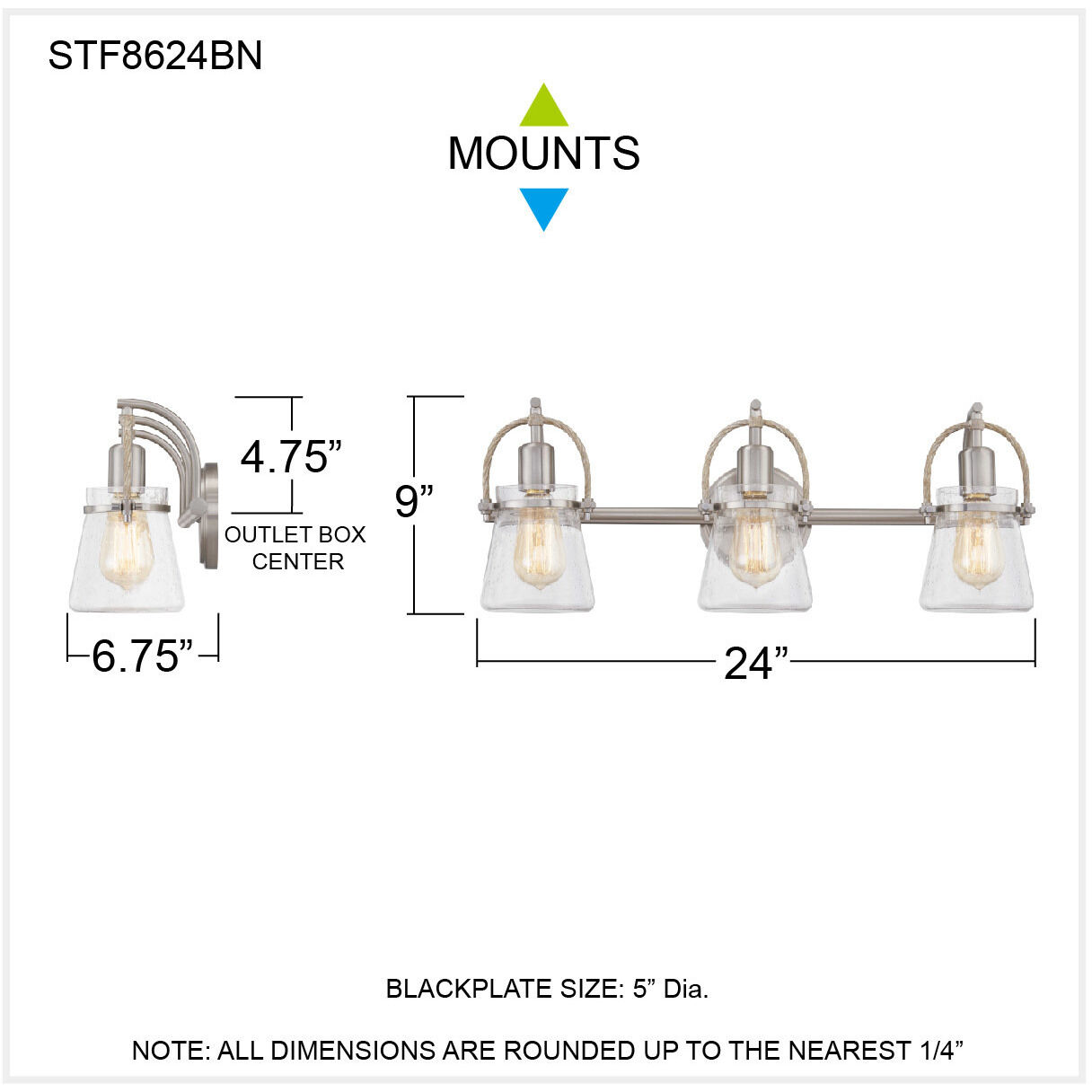 Stafford 3 Light 24 inch Brushed Nickel Bath Light Wall Light, Large