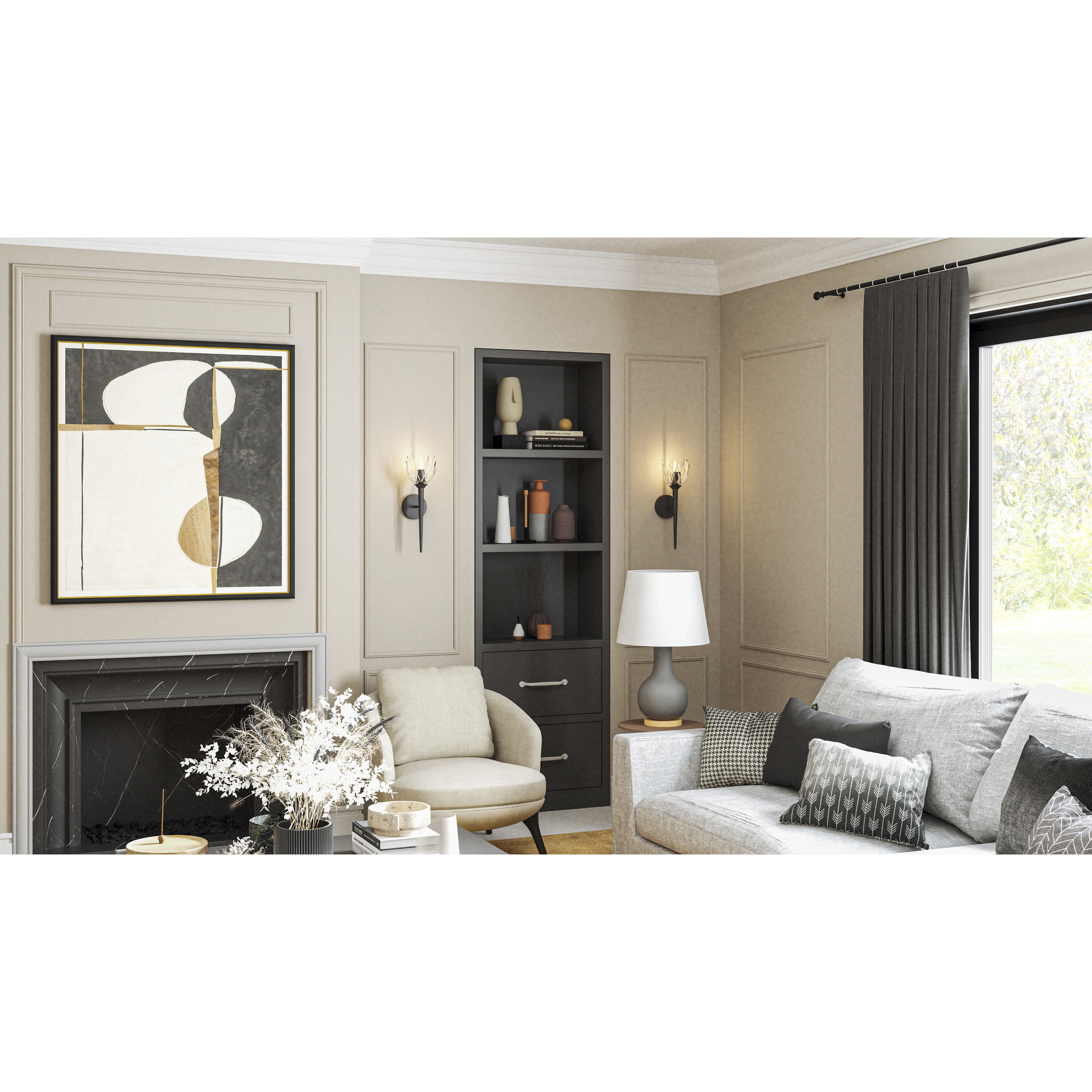 Shea Wall Sconce Wall Light in Matte Black, Small