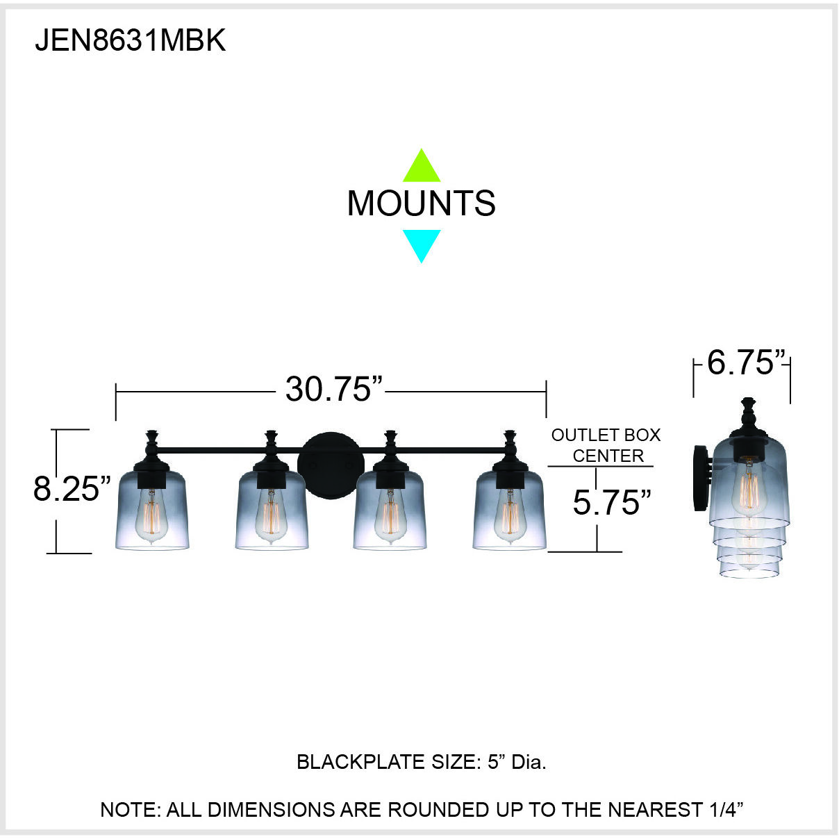 Jenson 4 Light 31 inch Matte Black Bath Light Wall Light