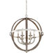 Fusion 6 Light 25 inch Brushed Nickel Foyer Piece Ceiling Light, Naturals
