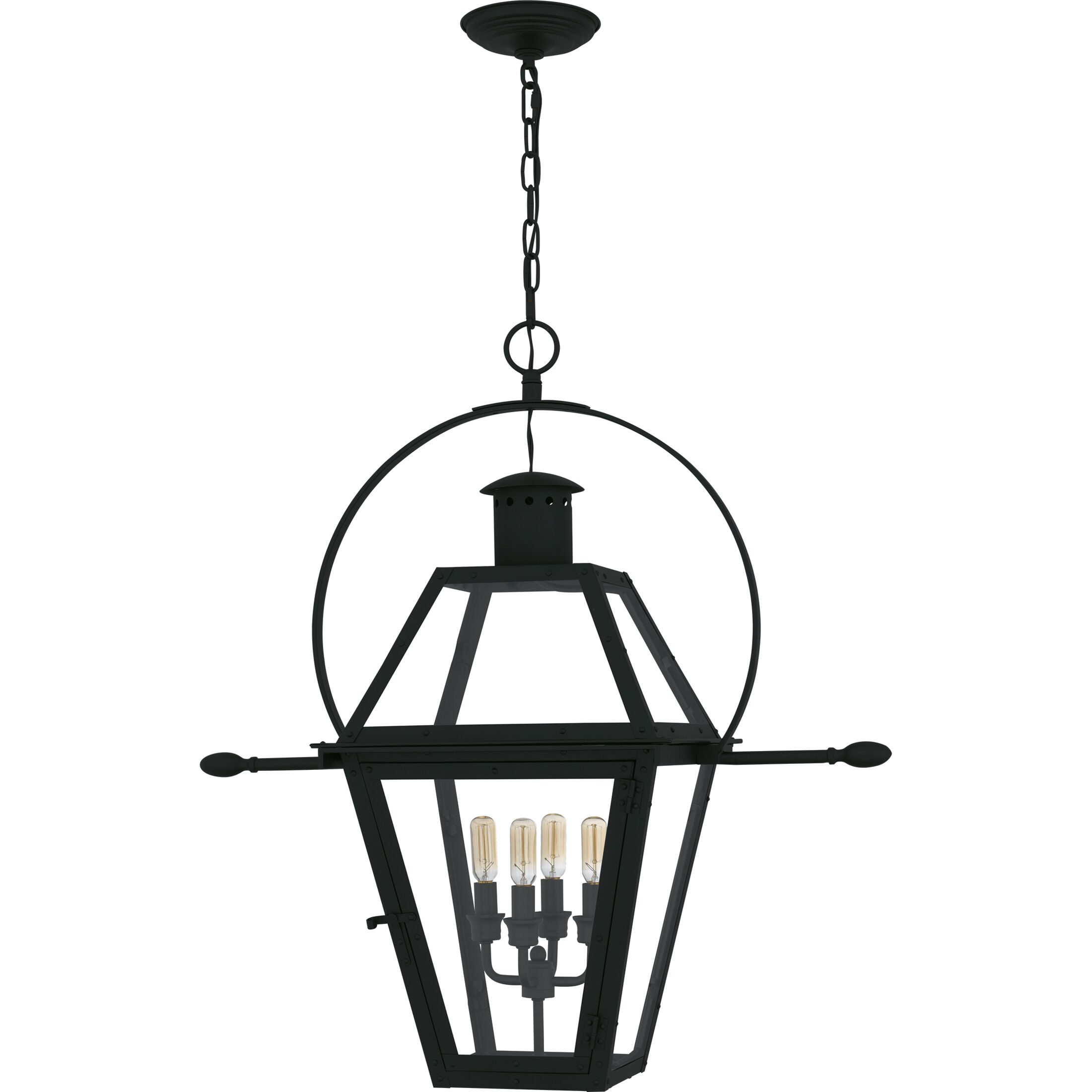 Rue De Royal 4 Light 27.5 inch Earth Black Outdoor Hanging Lantern, Extra Large