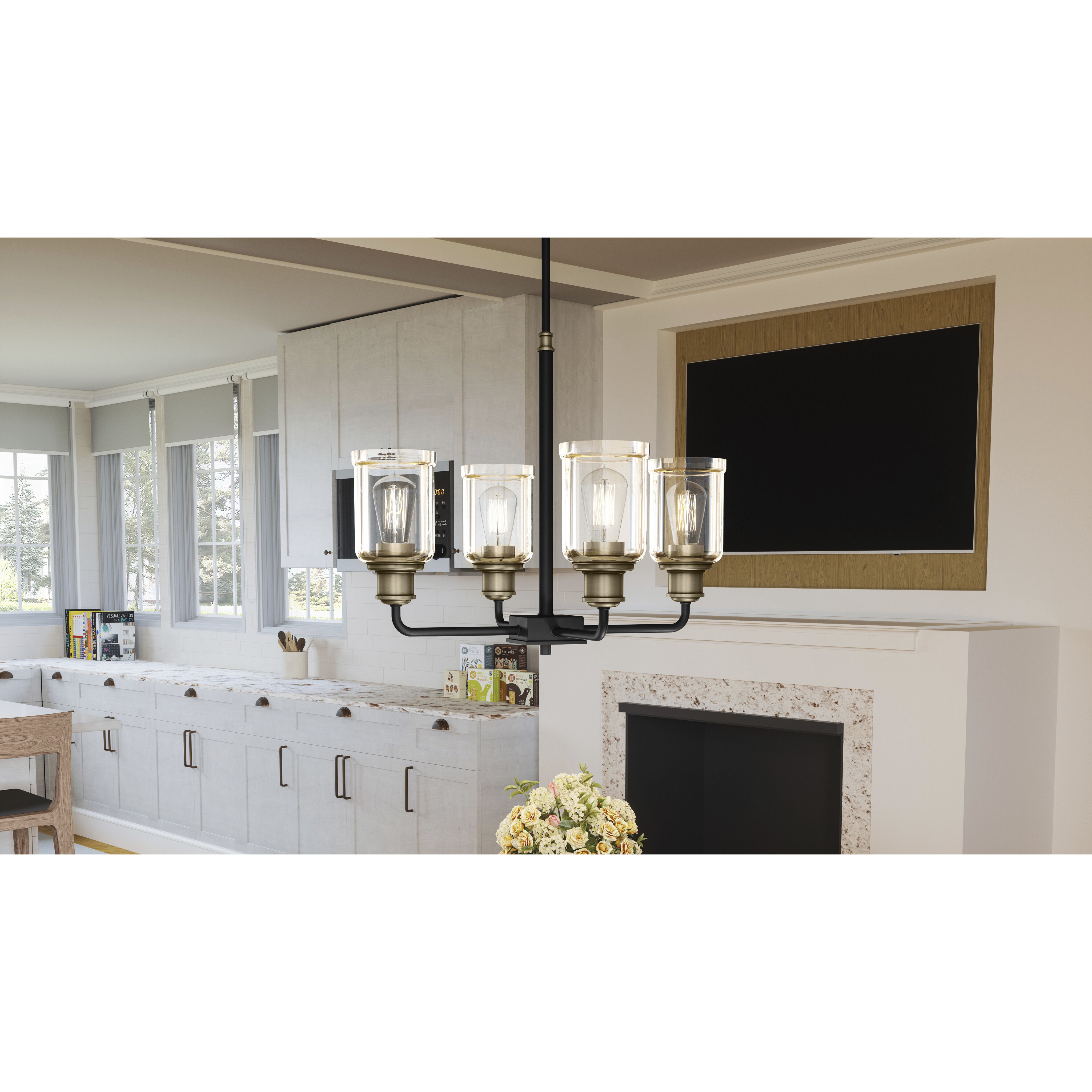 Cox 4 Light 21 inch Matte Black Chandelier Ceiling Light