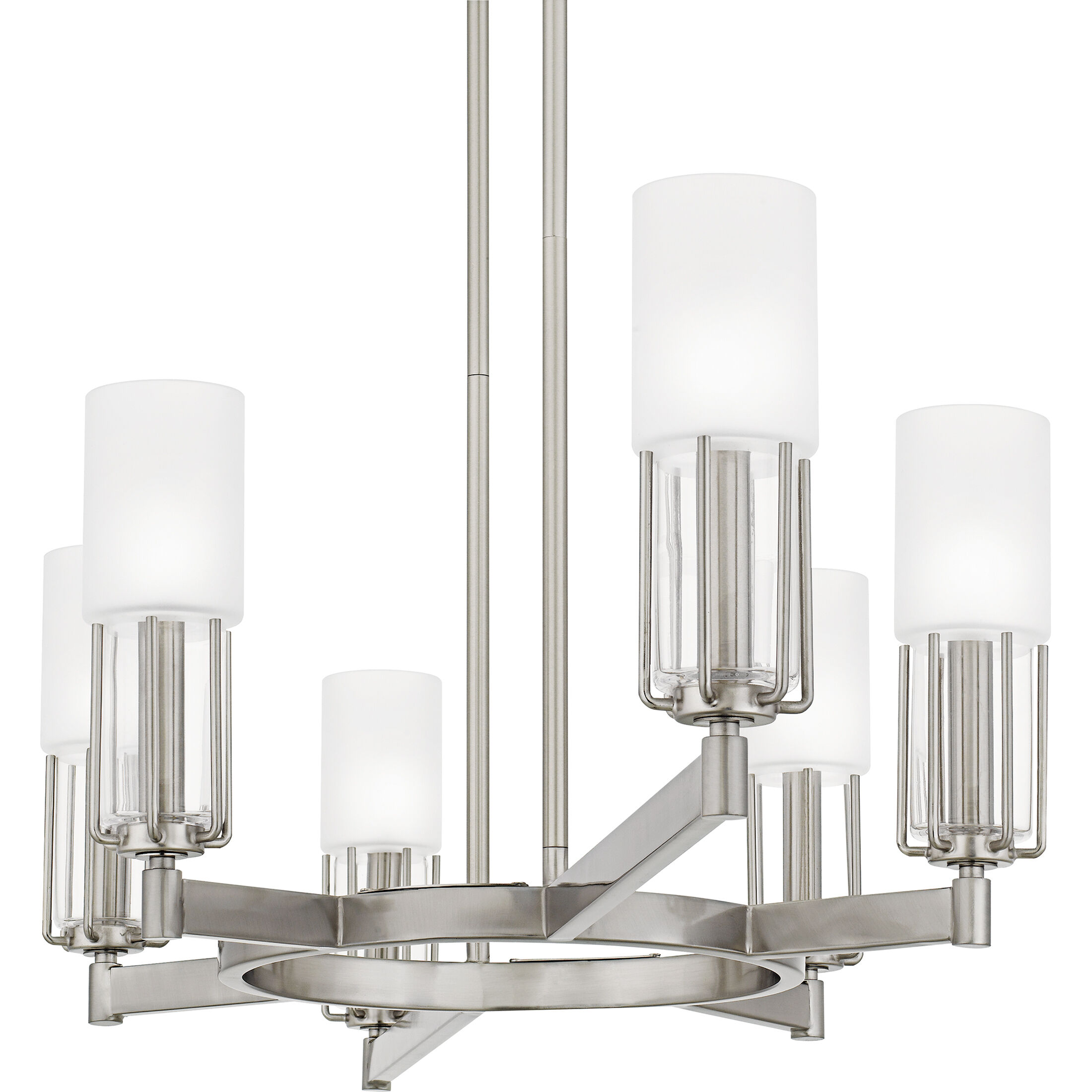 Cruz 6 Light 48 inch Brushed Nickel Linear Chandelier Ceiling Light, Large