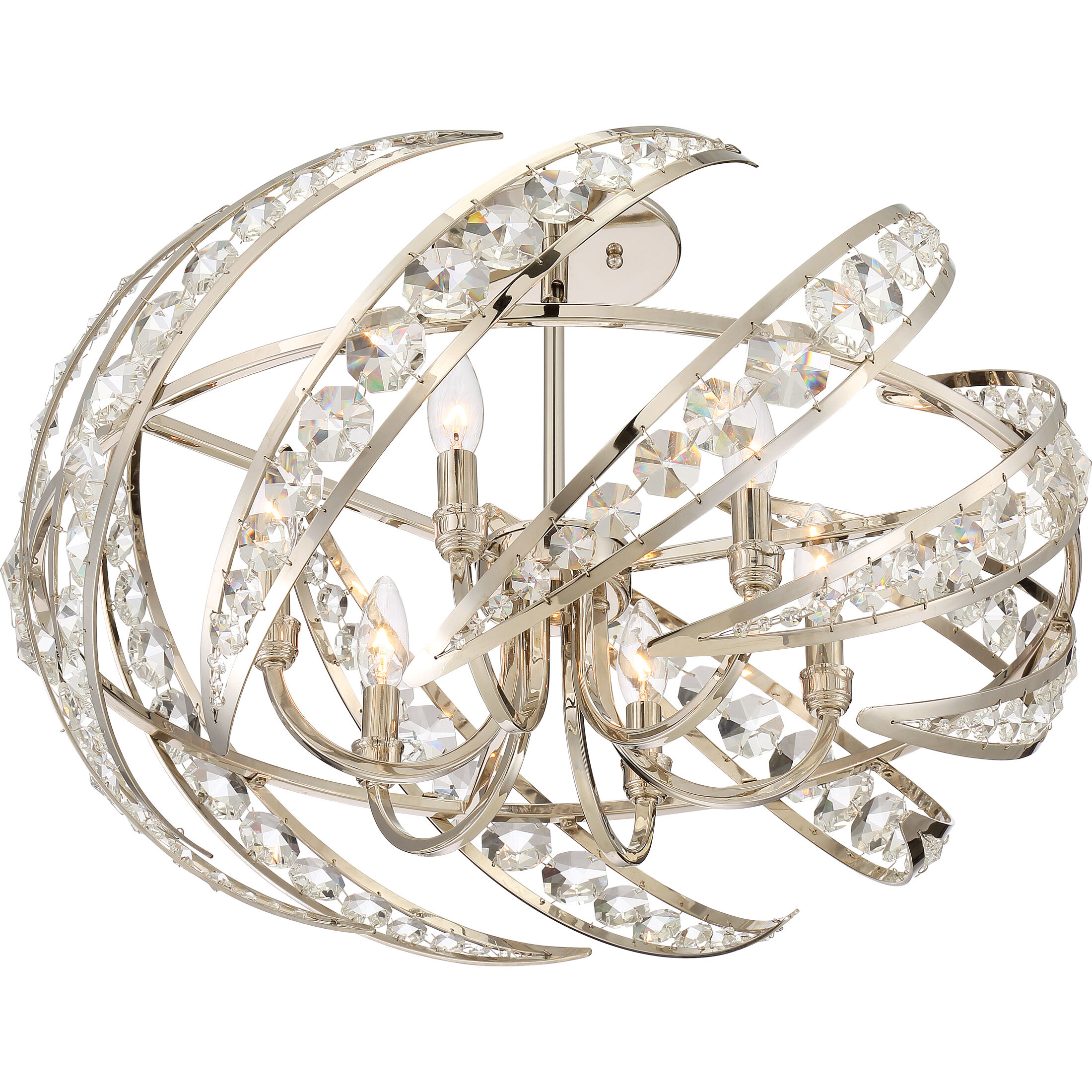 Crescent 6 Light 25 inch Polished Nickel Pendant Ceiling Light