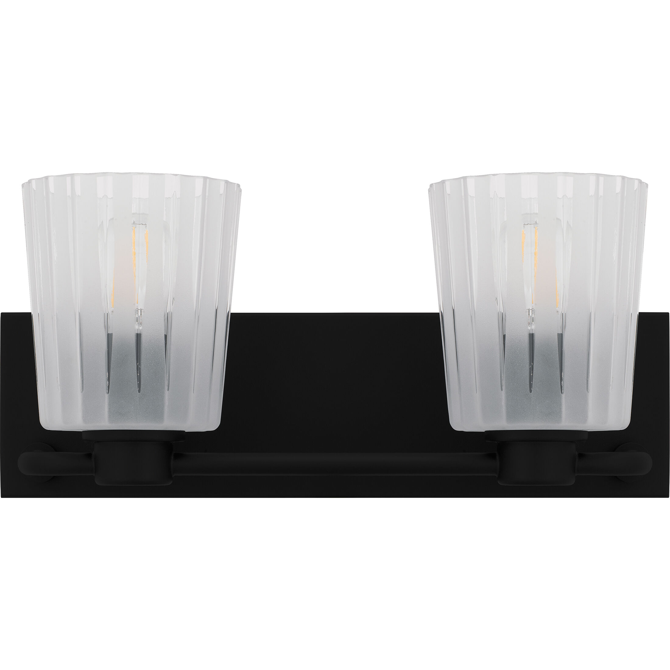 Gray 2 Light 16 inch Matte Black Bath Light Wall Light, Medium