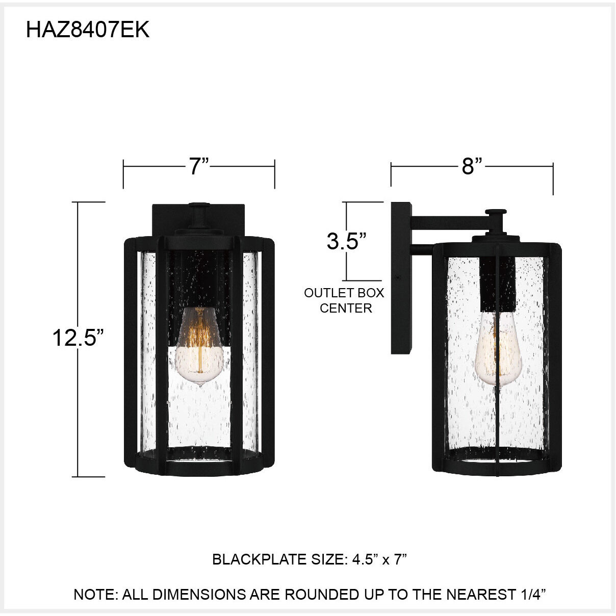 Hazel 1 Light 13 inch Earth Black Outdoor Wall Lantern