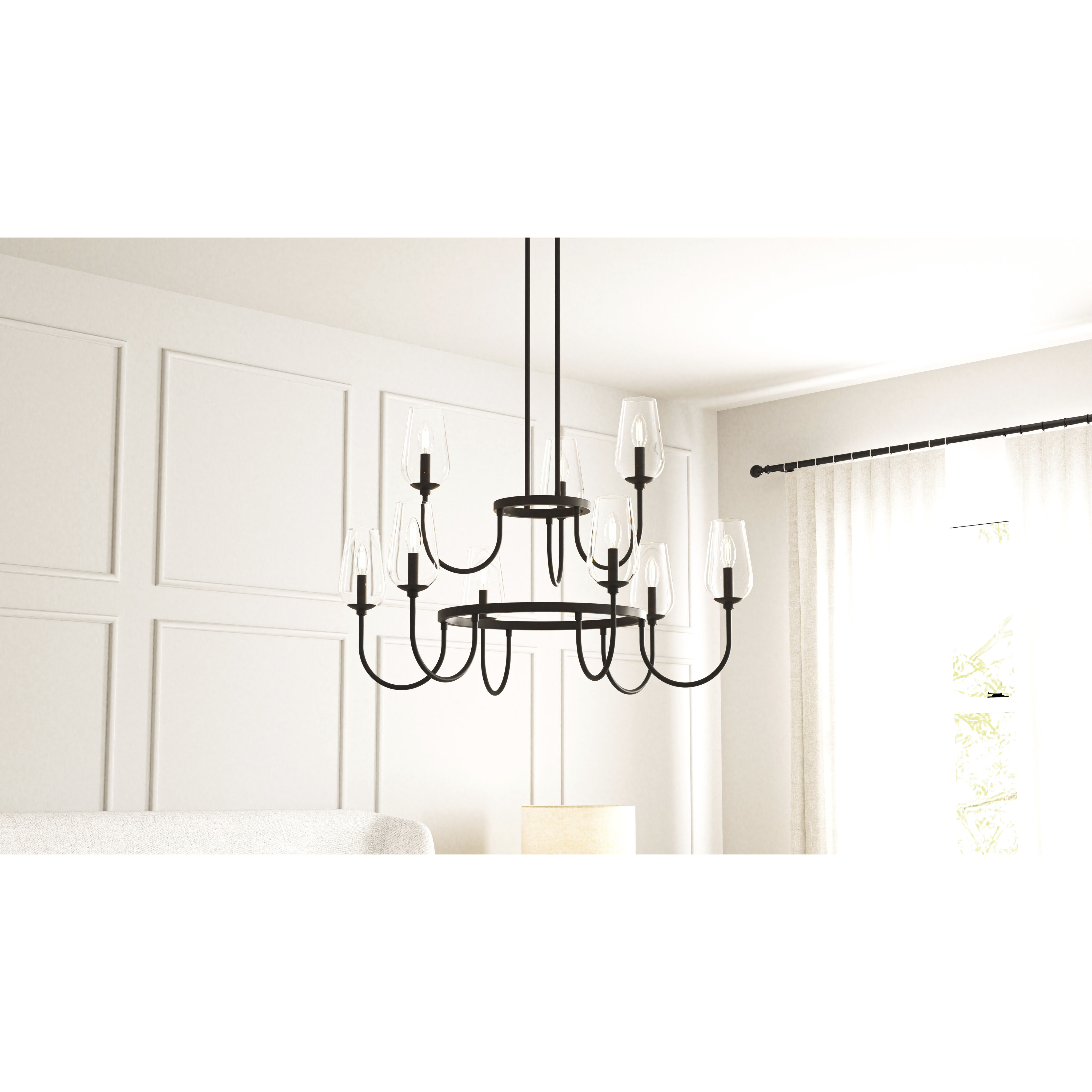 Viscount 9 Light 36 inch Matte Black Chandelier Ceiling Light