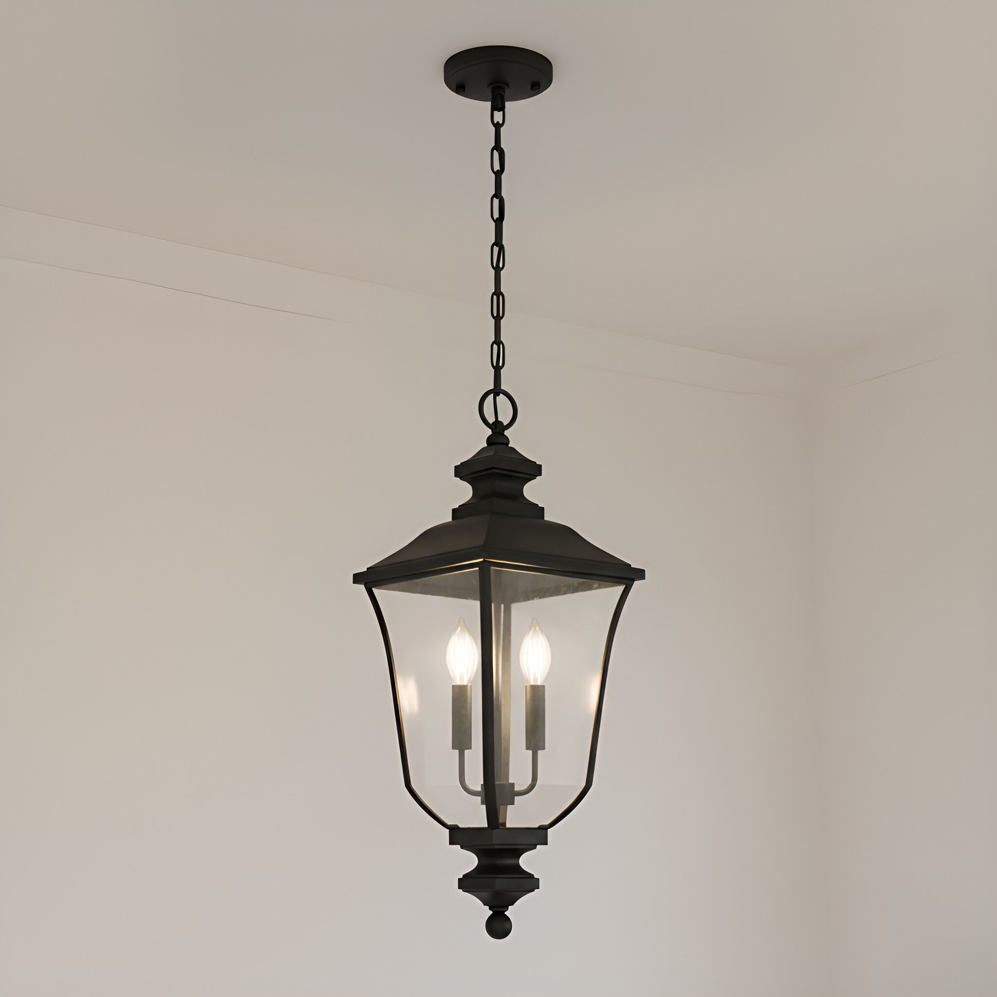 Farley 3 Light 9.75 inch Matte Black Outdoor Hanging Lantern