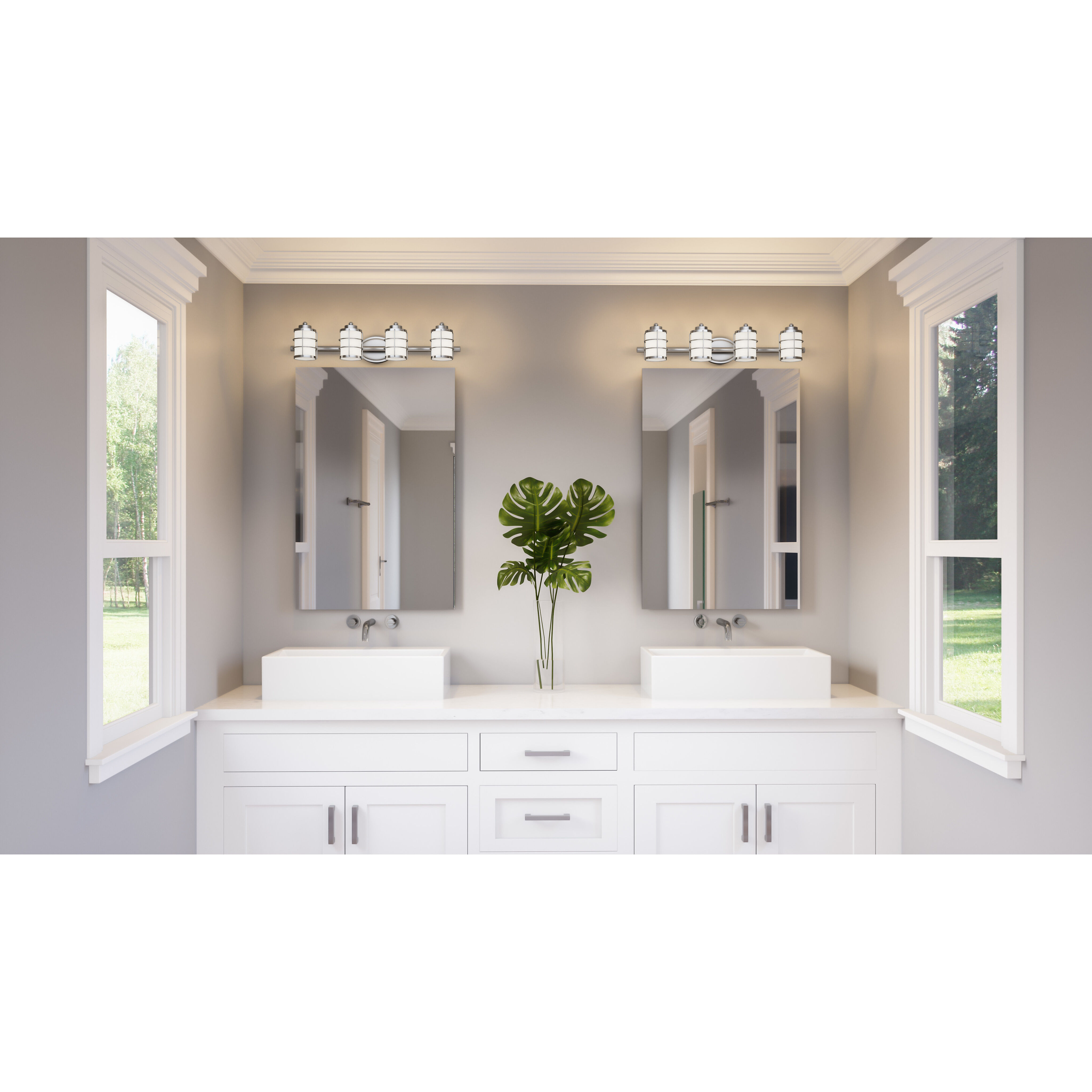 Hazlett 4 Light 31 inch Polished Chrome Bath Light Wall Light