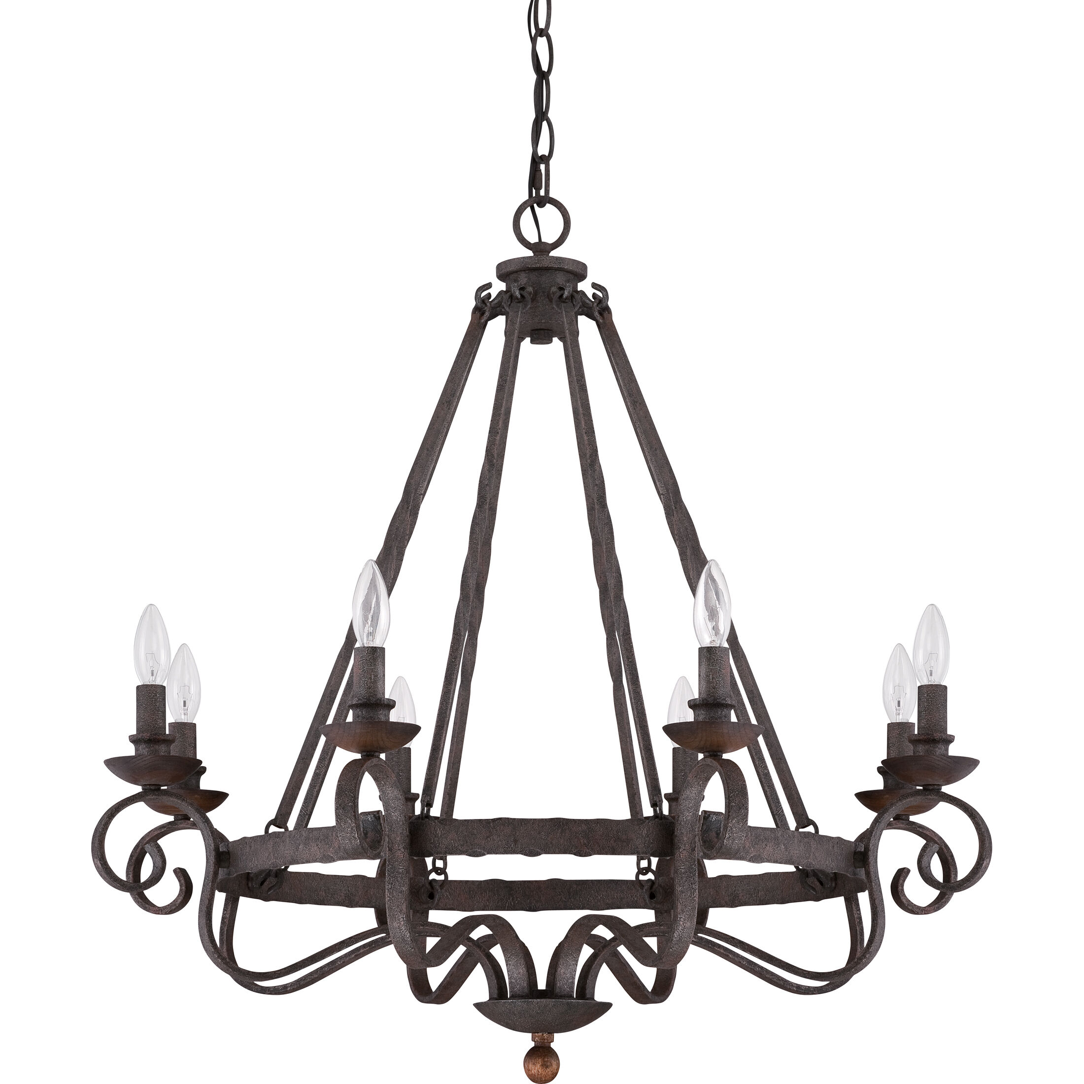 Noble 8 Light 32 inch Rustic Black Chandelier Ceiling Light