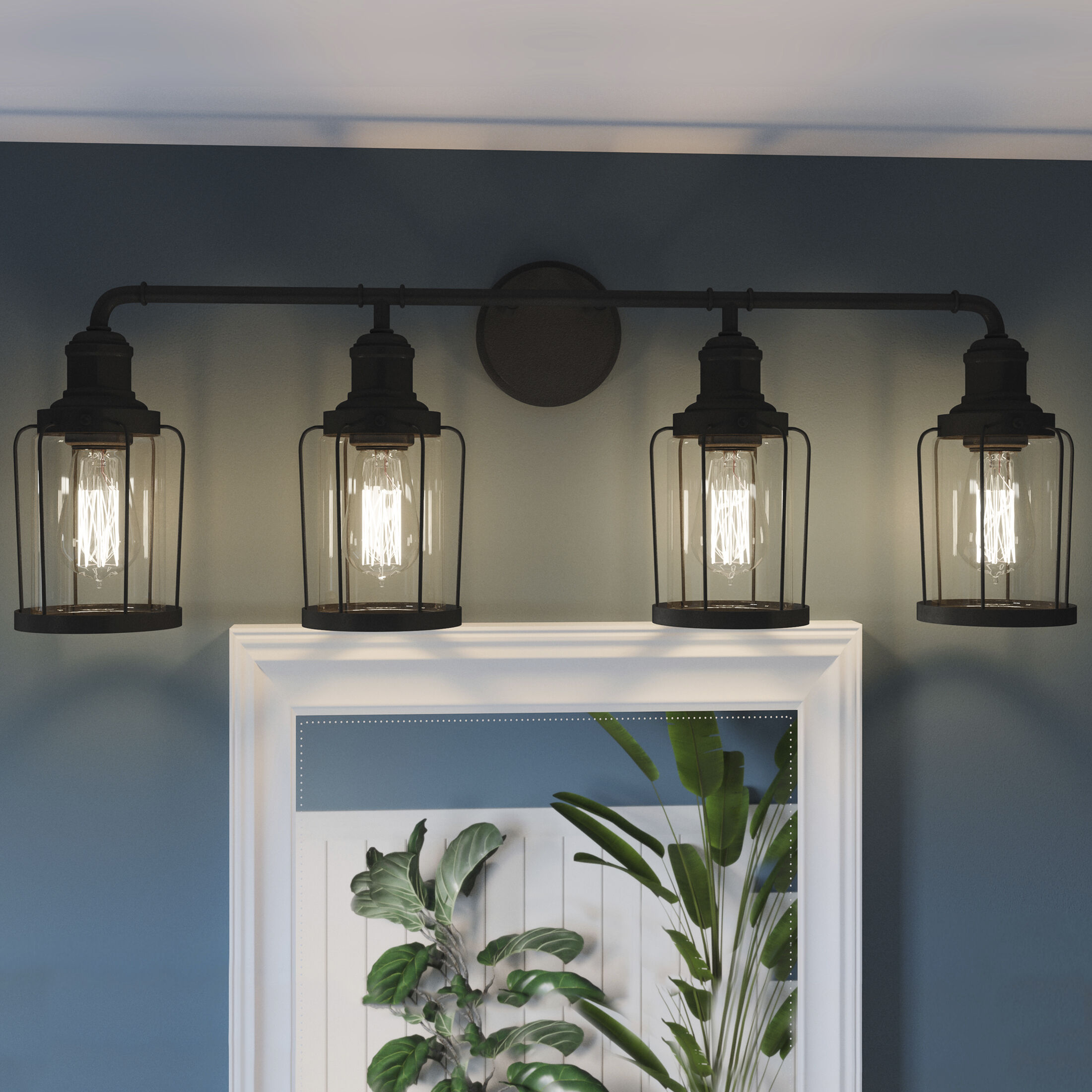 Ludlow 4 Light 34 inch Earth Black Bath Light Wall Light