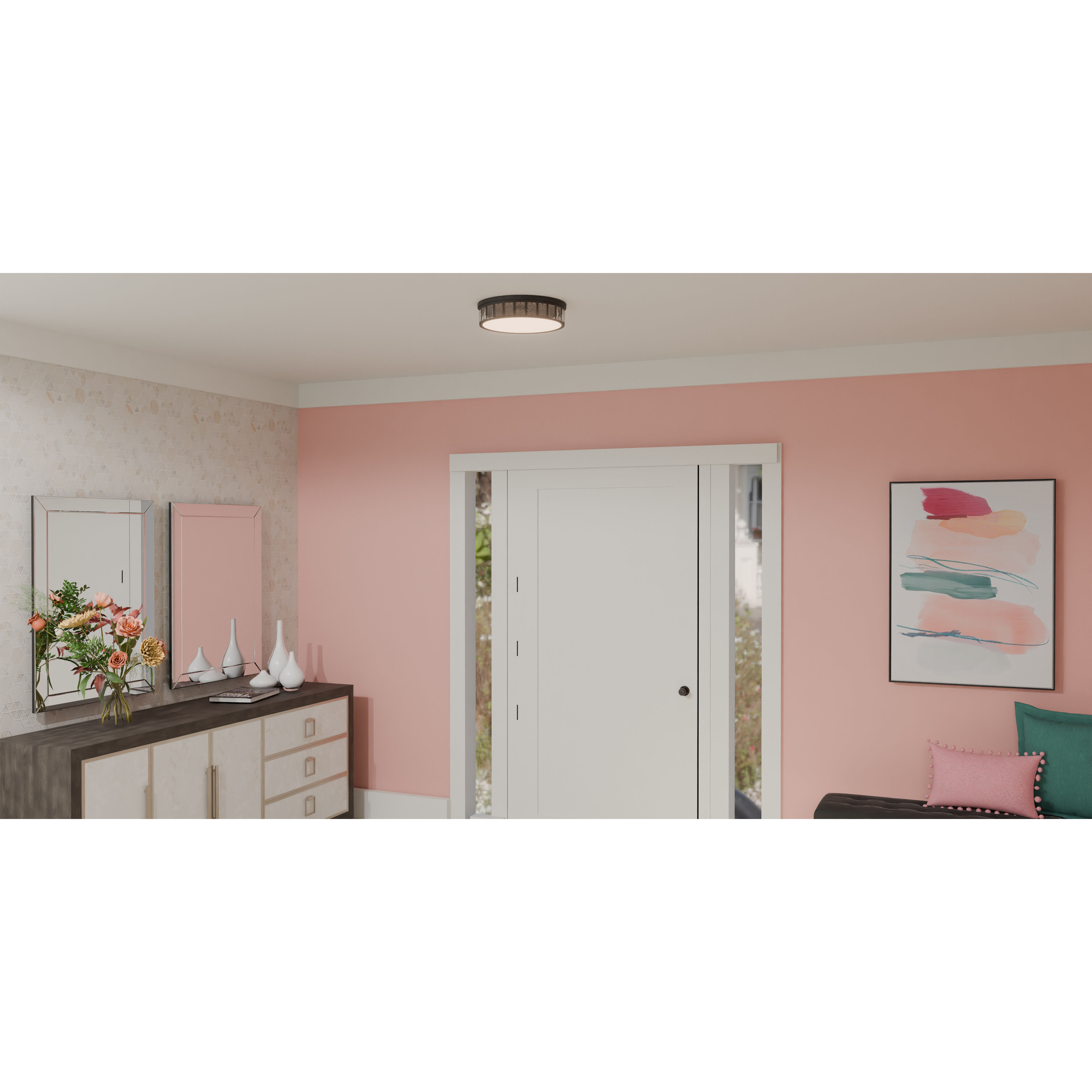 Gibson LED 14.75 inch Matte Black Flush Mount Ceiling Light, Medium