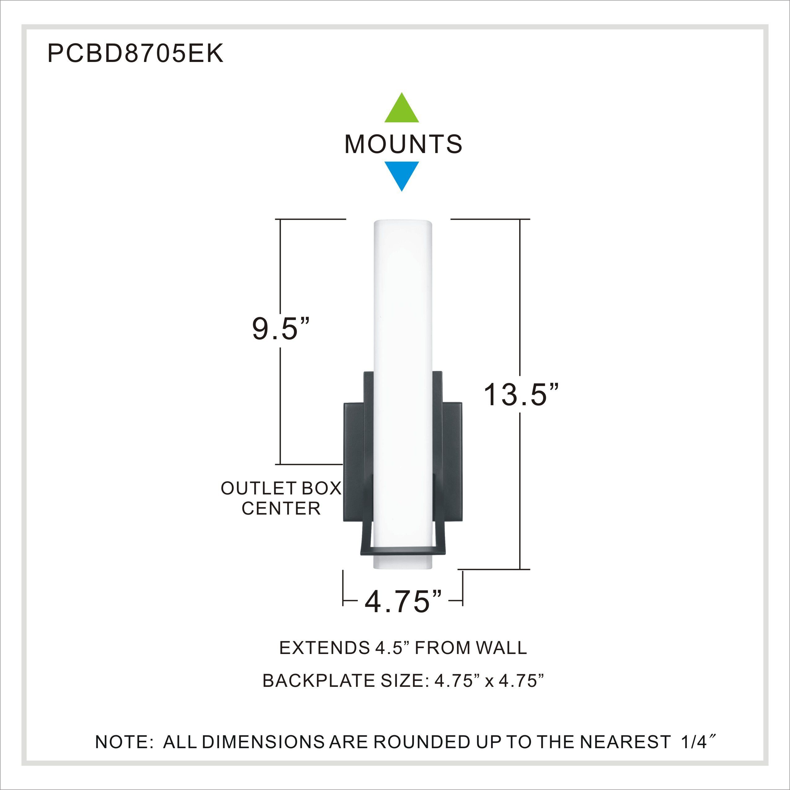 Blade LED 14 inch Earth Black Bath Light Wall Light