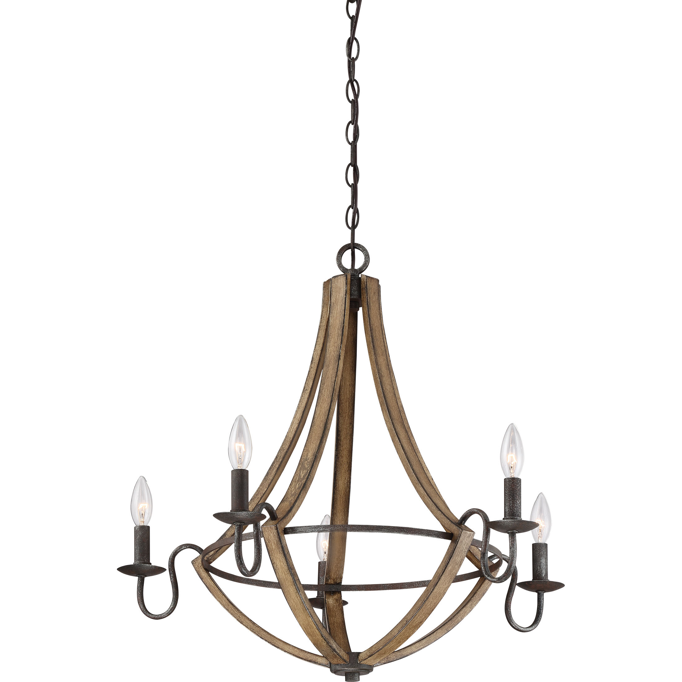 Shire 5 Light 27 inch Rustic Black Chandelier Ceiling Light