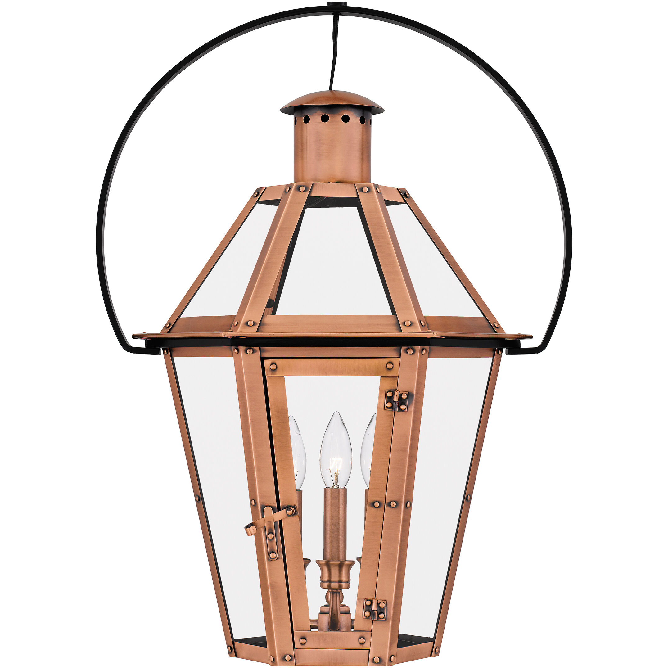 Burdett 3 Light 18 inch Aged Copper Outdoor Hanging Lantern