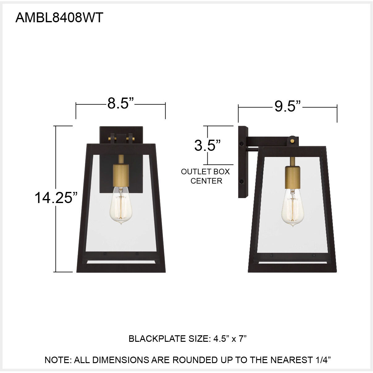Amberly Grove 1 Light 14 inch Western Bronze Outdoor Wall Lantern
