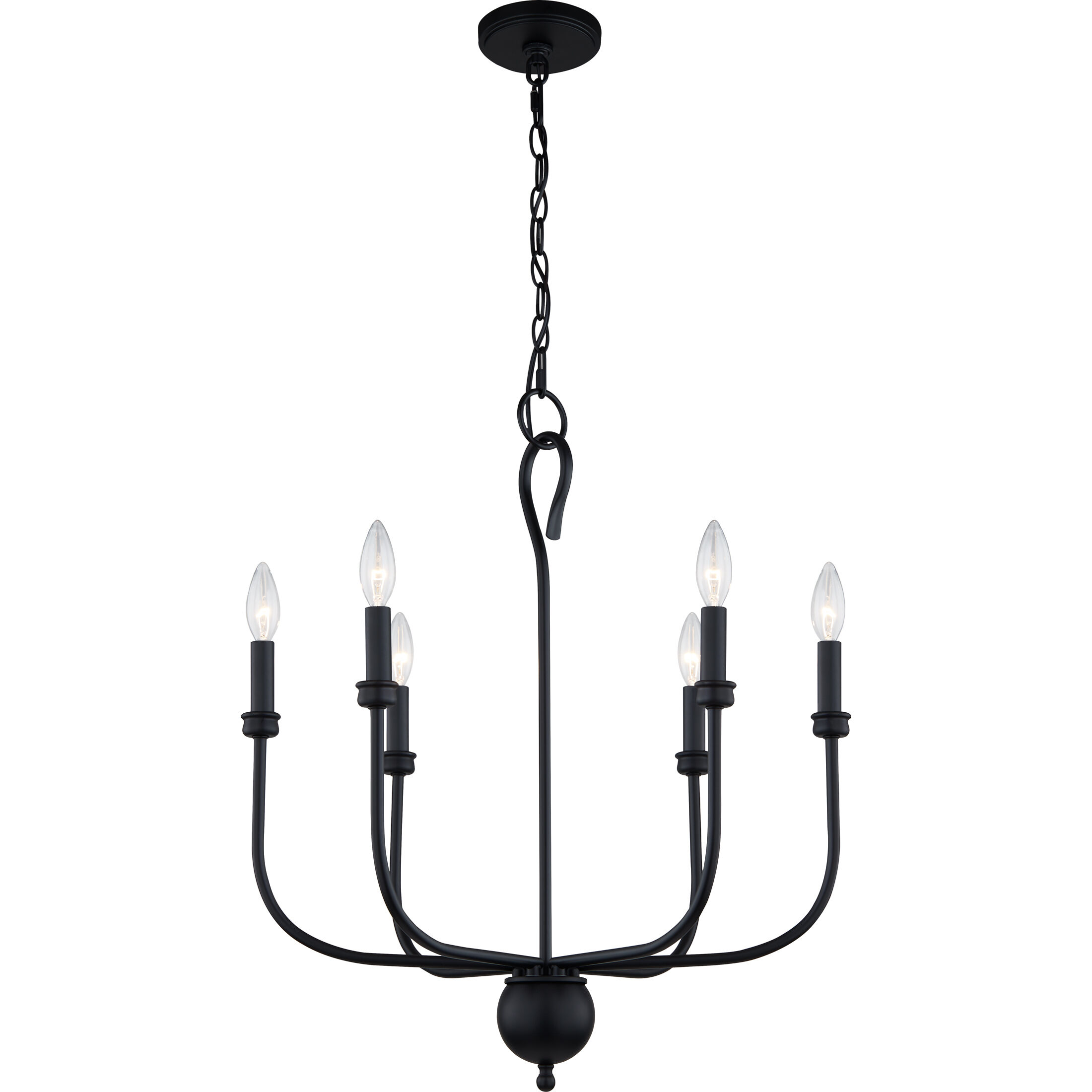 Blanche 6 Light 22 inch Matte Black Chandelier Ceiling Light