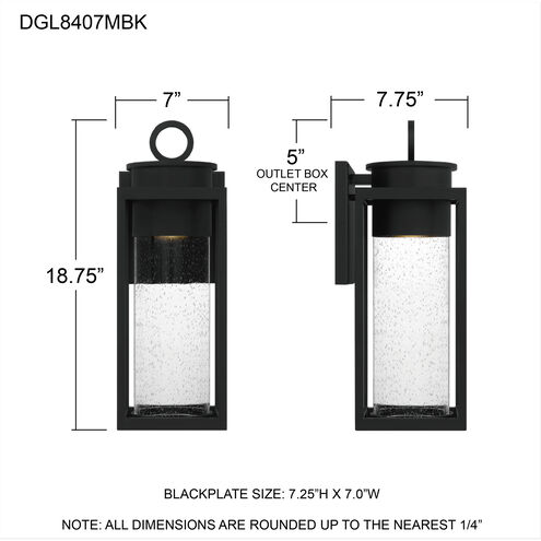 Donegal 1 Light 19 inch Matte Black Outdoor Wall Lantern, Large