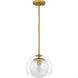 Eslinger 1 Light 10 inch Brushed Gold Mini Pendant Ceiling Light, Small