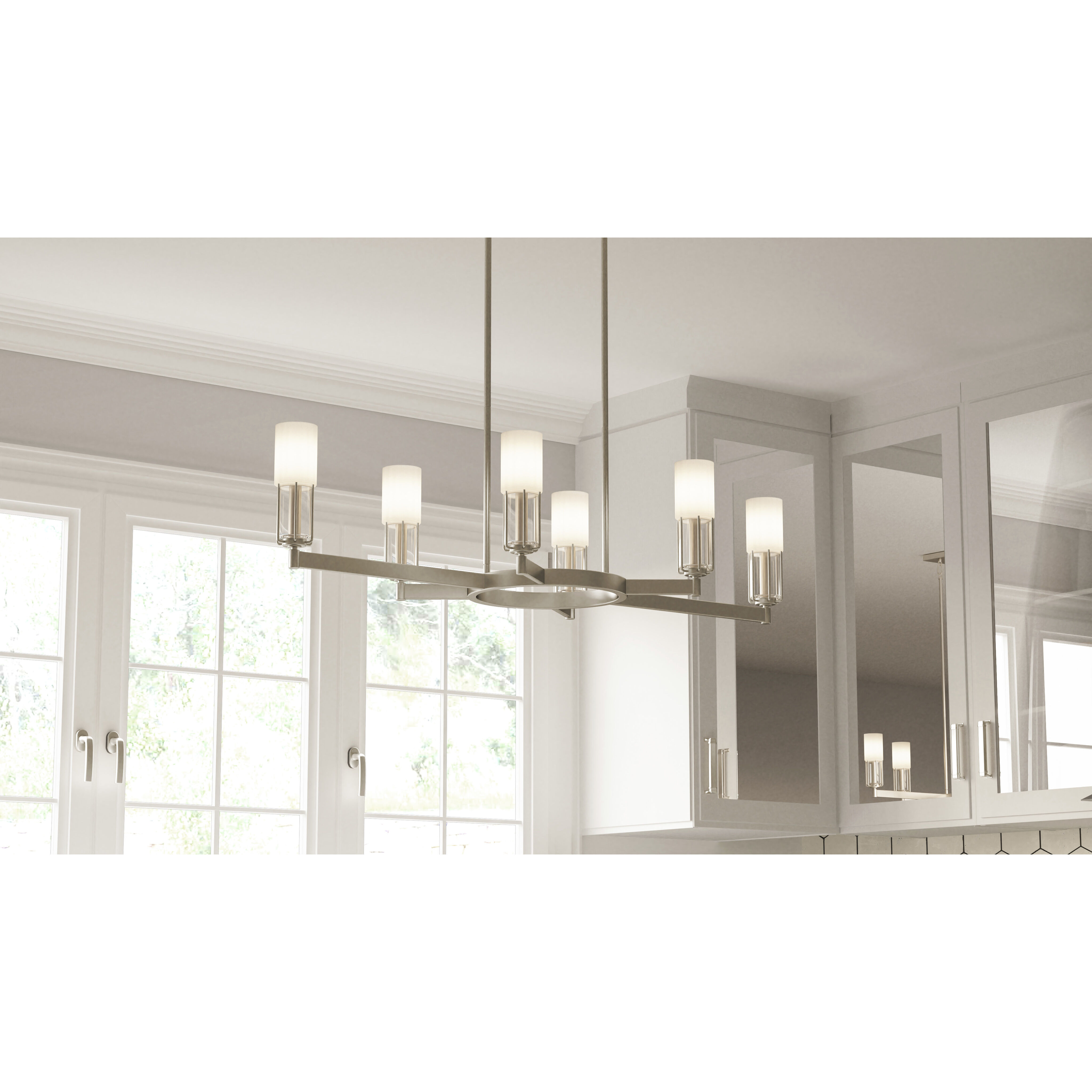 Cruz 6 Light 48 inch Brushed Nickel Linear Chandelier Ceiling Light, Large